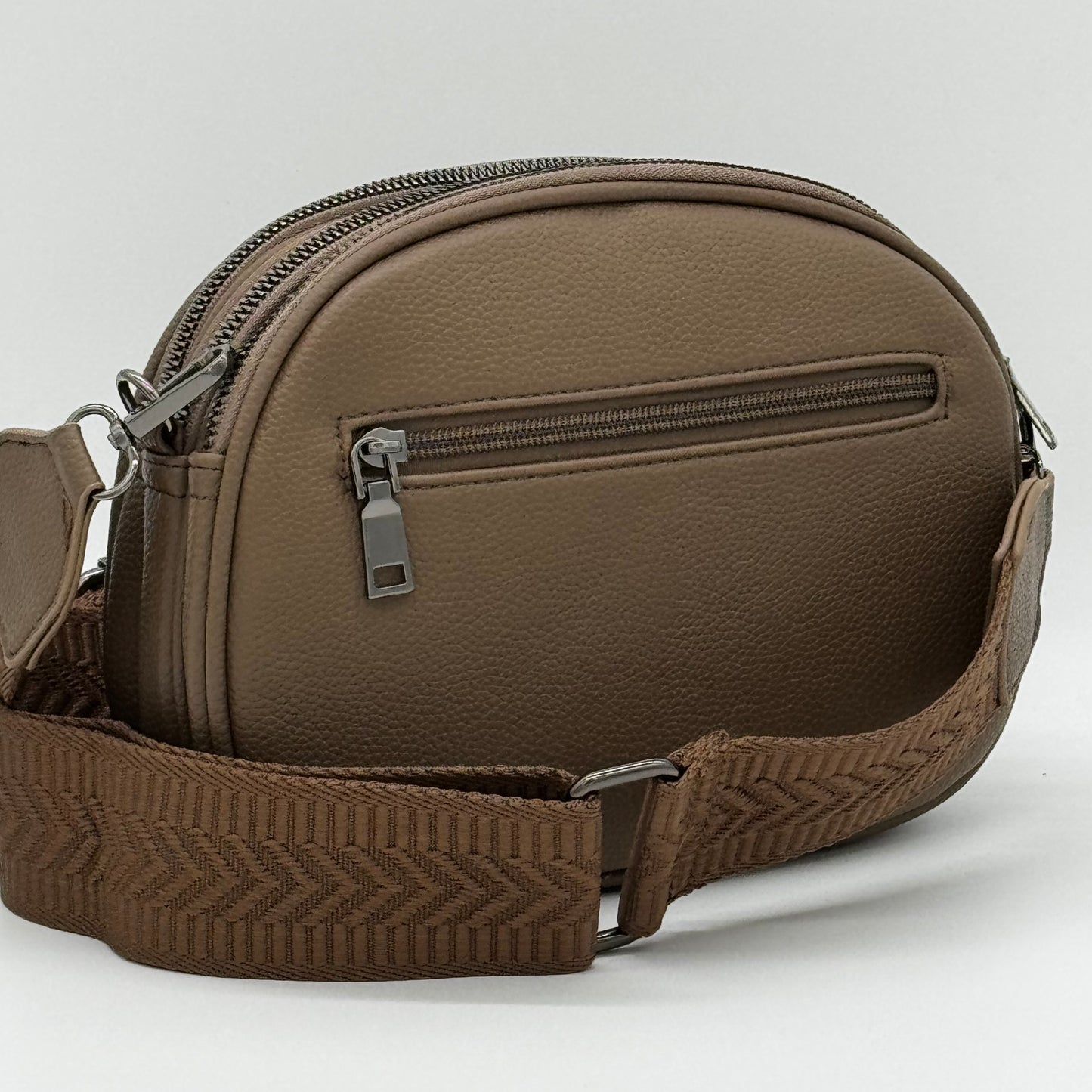 Faux Leather Triple Zip Crossbody Bag