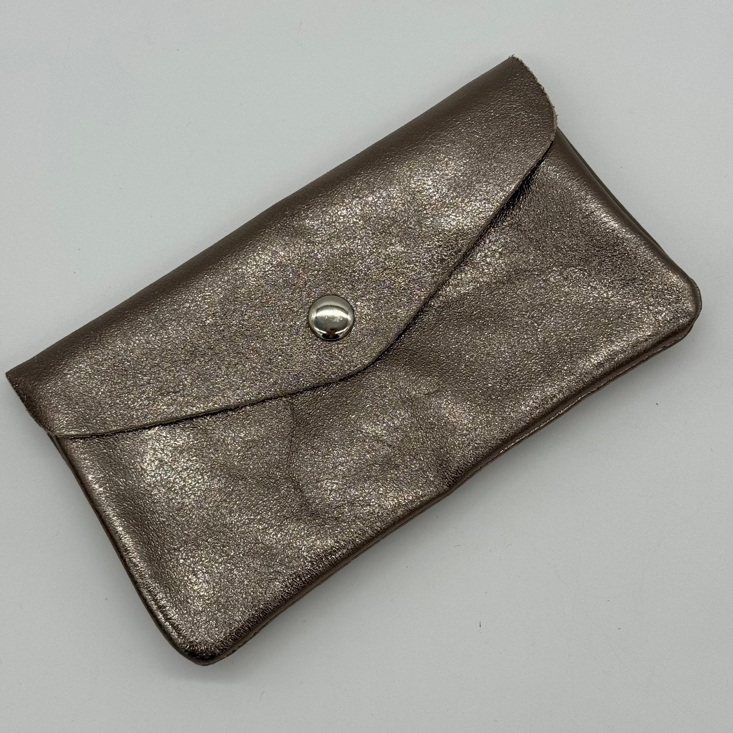 Leather Metallic Popper Purse