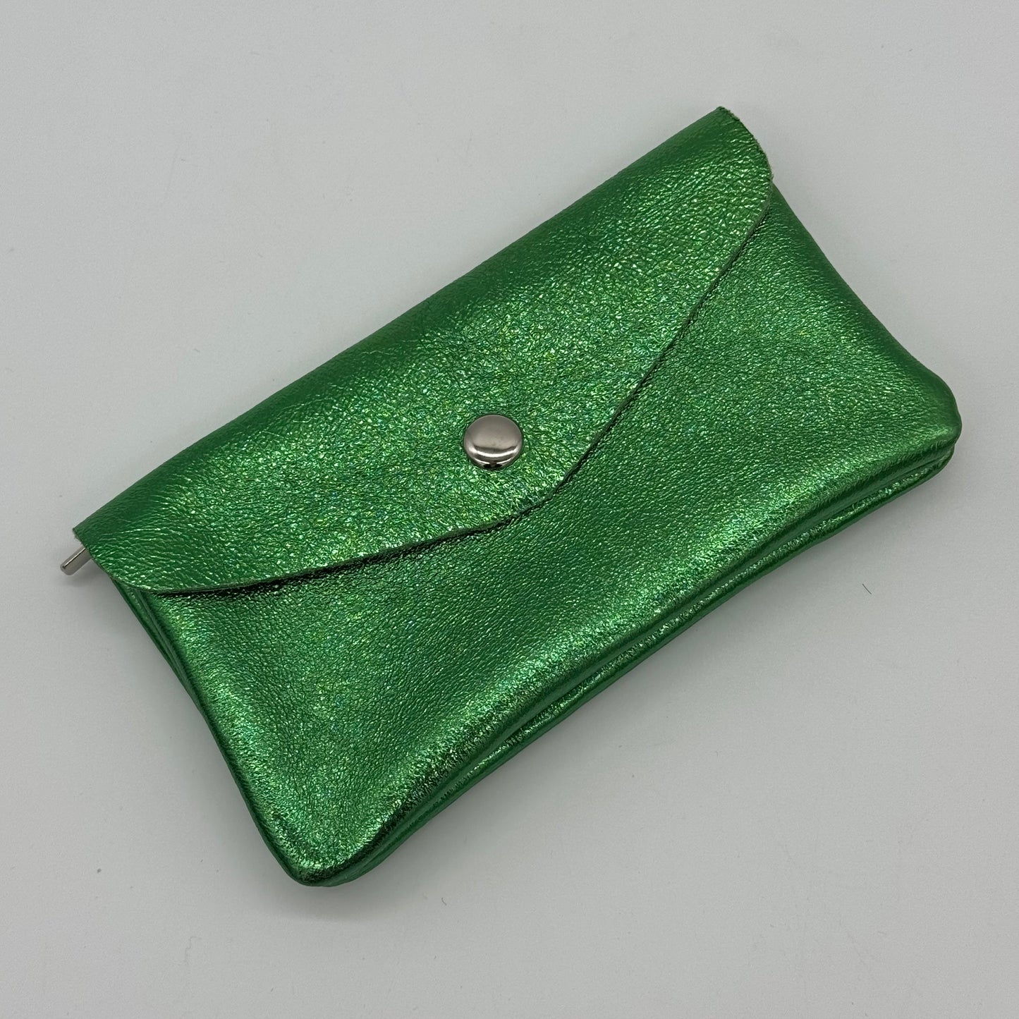 Leather Metallic Popper Purse