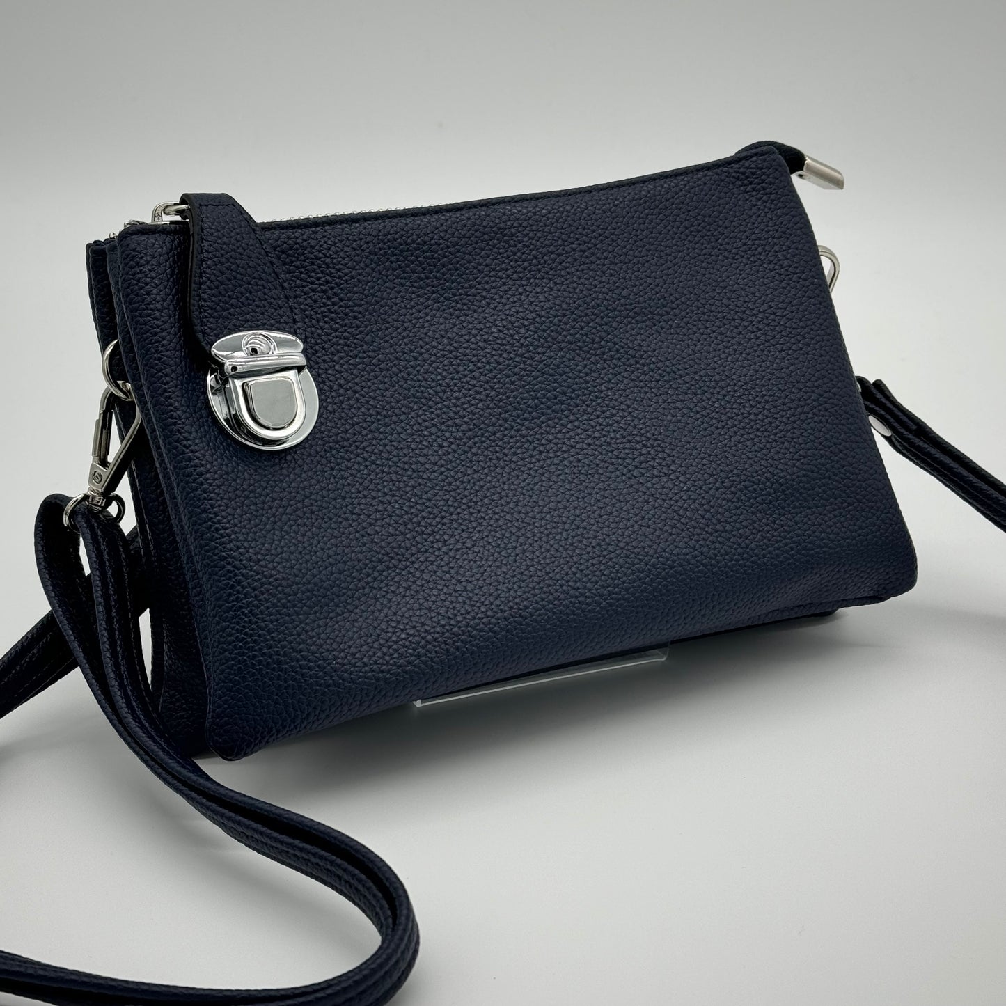 Faux Leather Clasp Crossbody Bag