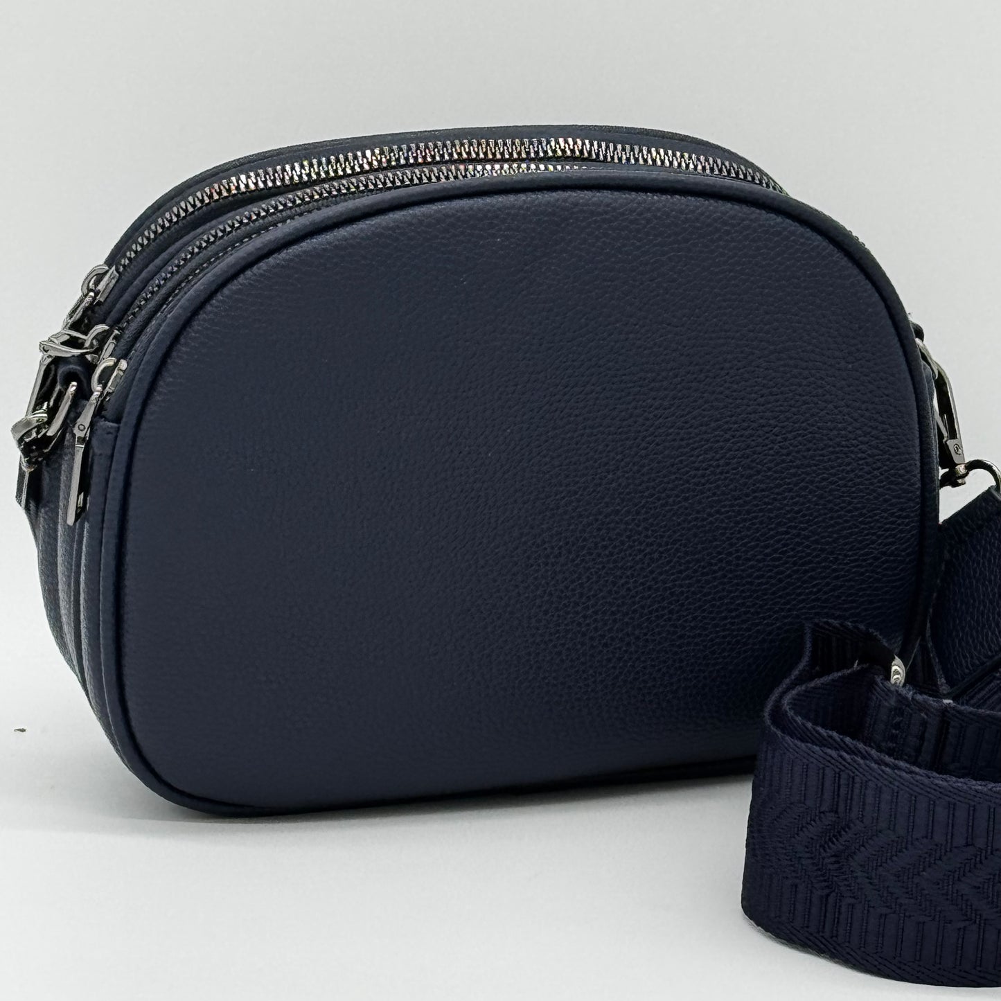 Faux Leather Triple Zip Crossbody Bag