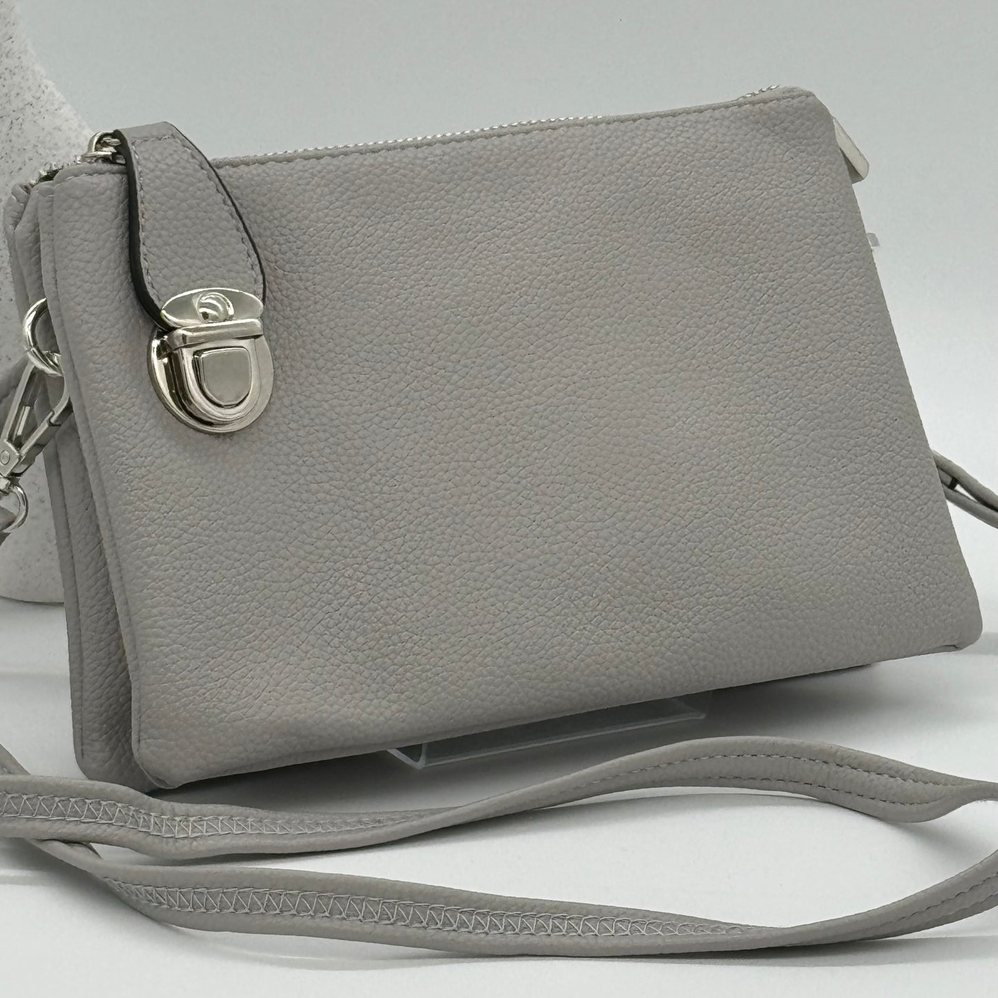 Faux Leather Clasp Crossbody Bag