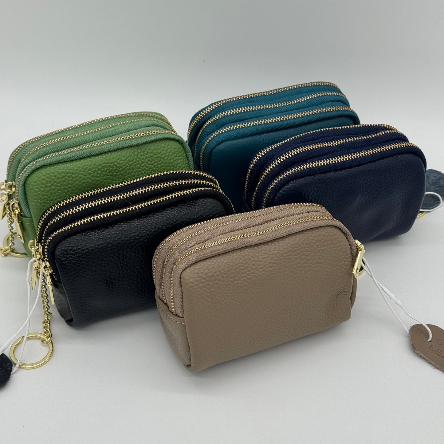 Leather Triple Zip Purse