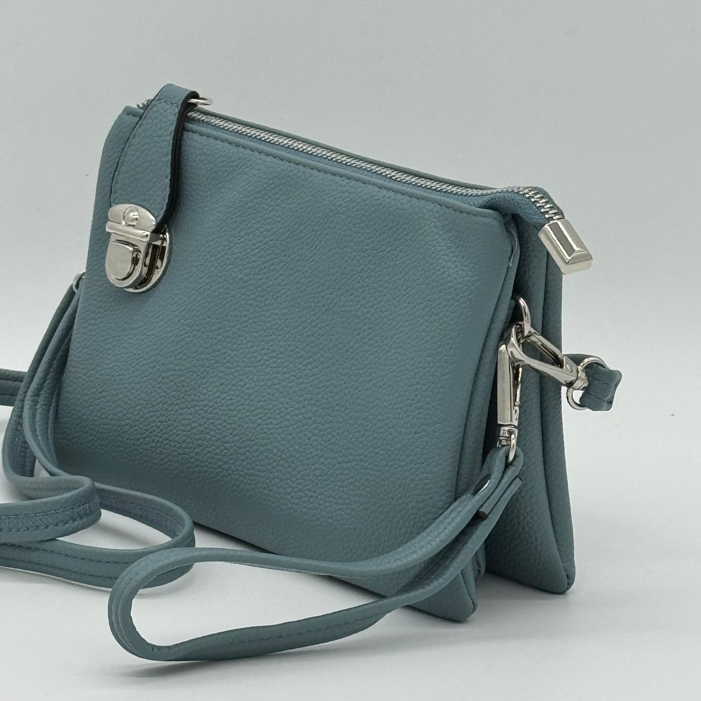 Faux Leather Clasp Crossbody Bag
