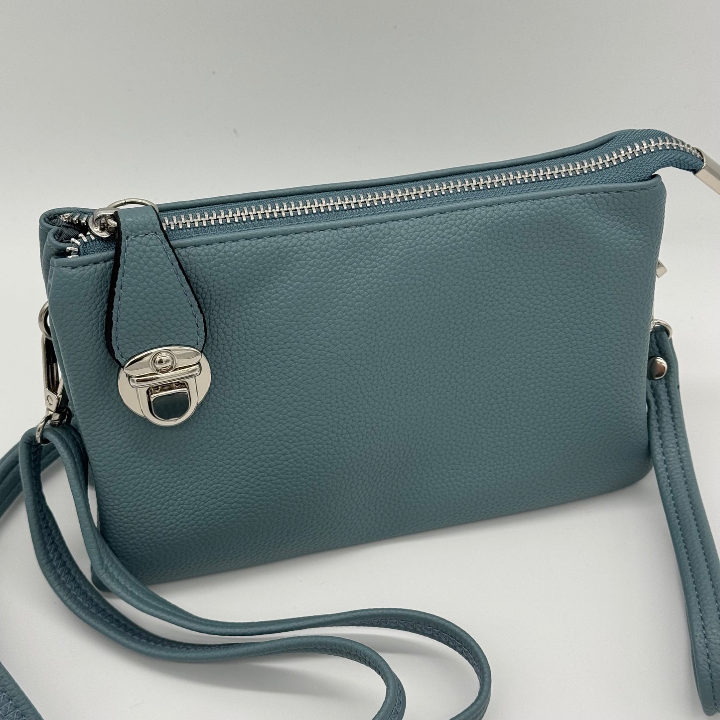 Faux Leather Clasp Crossbody Bag