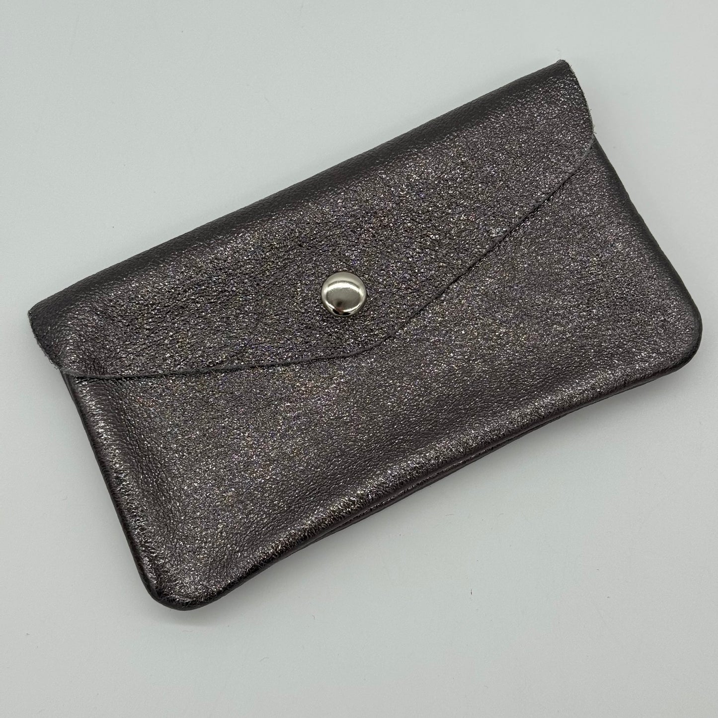 Leather Metallic Popper Purse