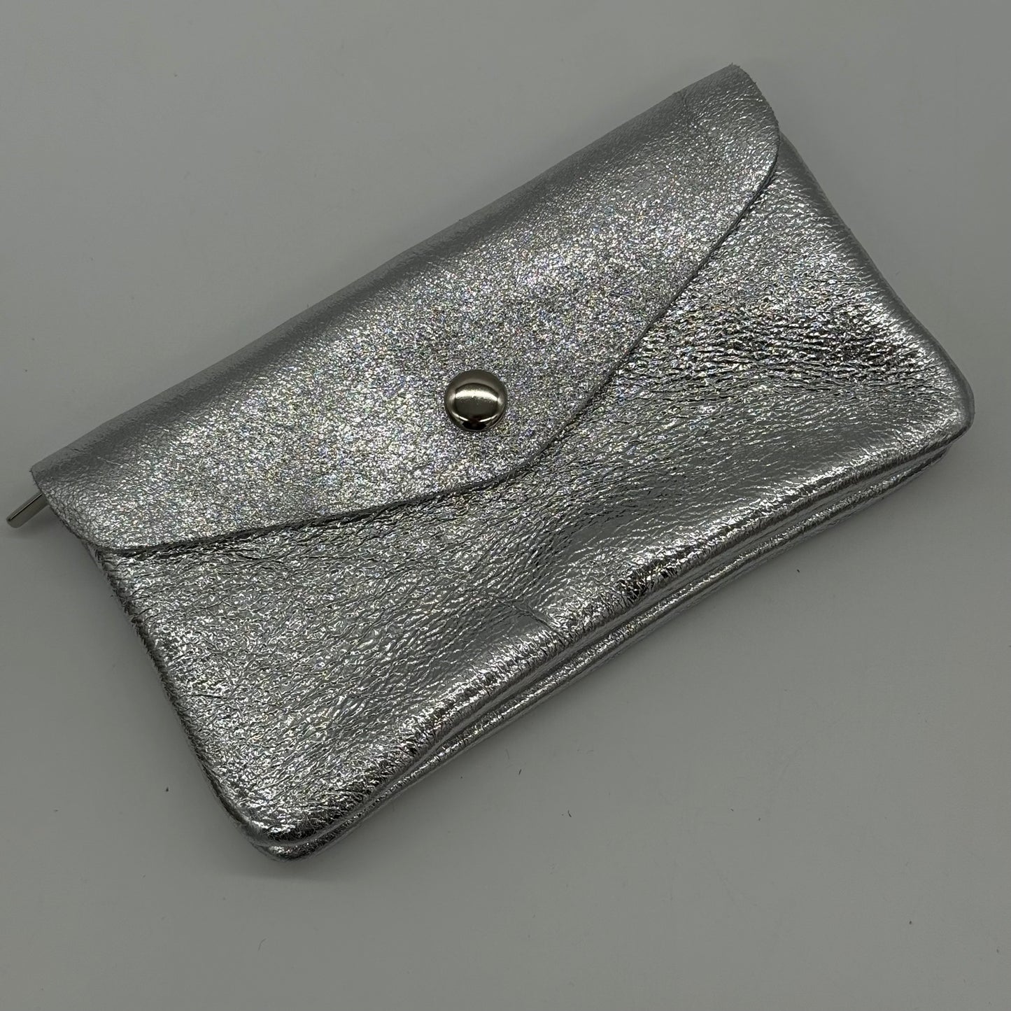 Leather Metallic Popper Purse