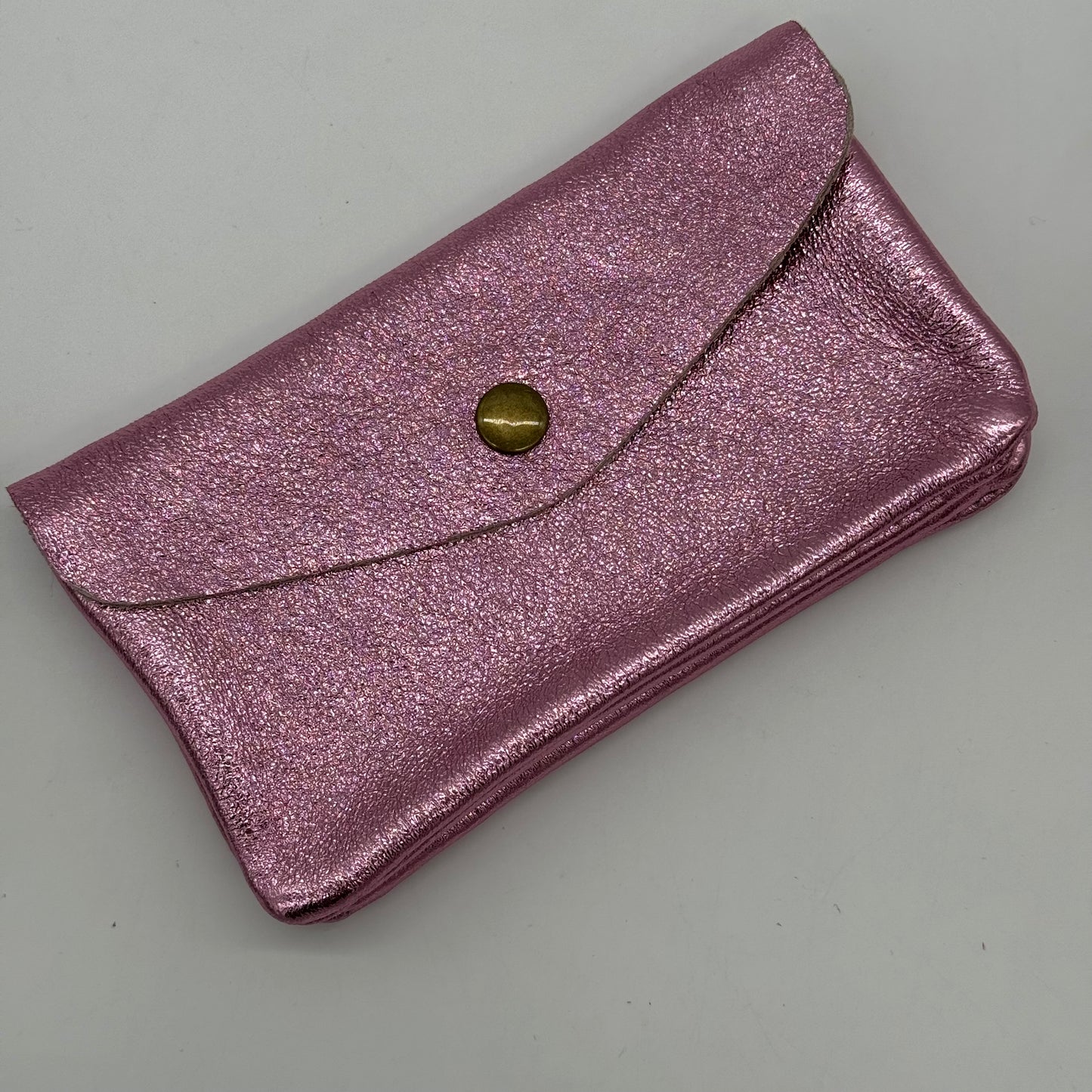 Leather Metallic Popper Purse
