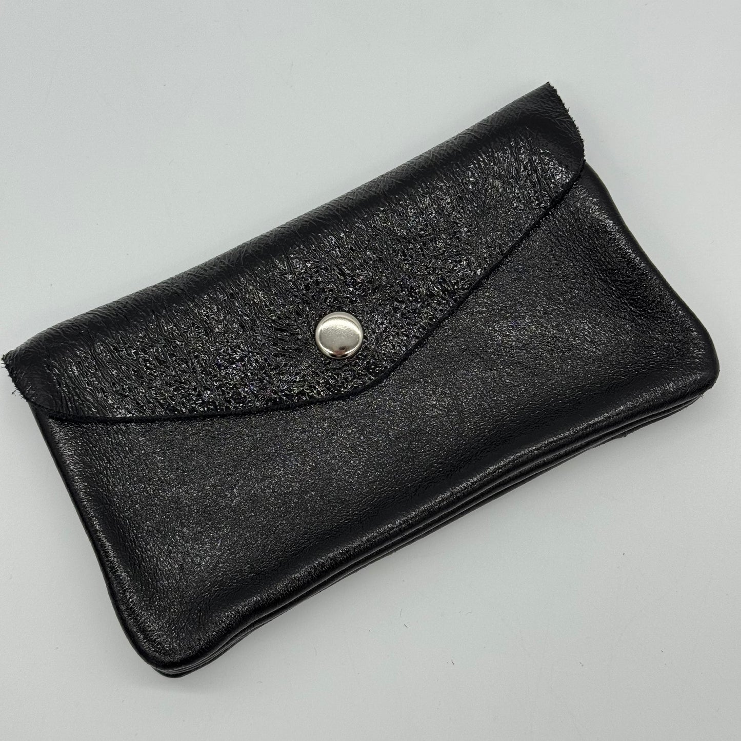 Leather Metallic Popper Purse