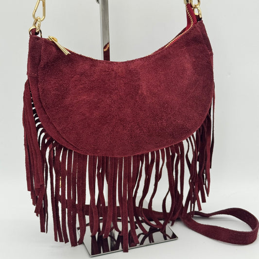 Suede Fringing Dumpling Style Crossbody Bag