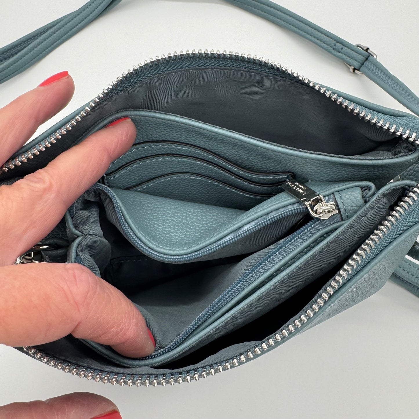 Faux Leather Clasp Crossbody Bag