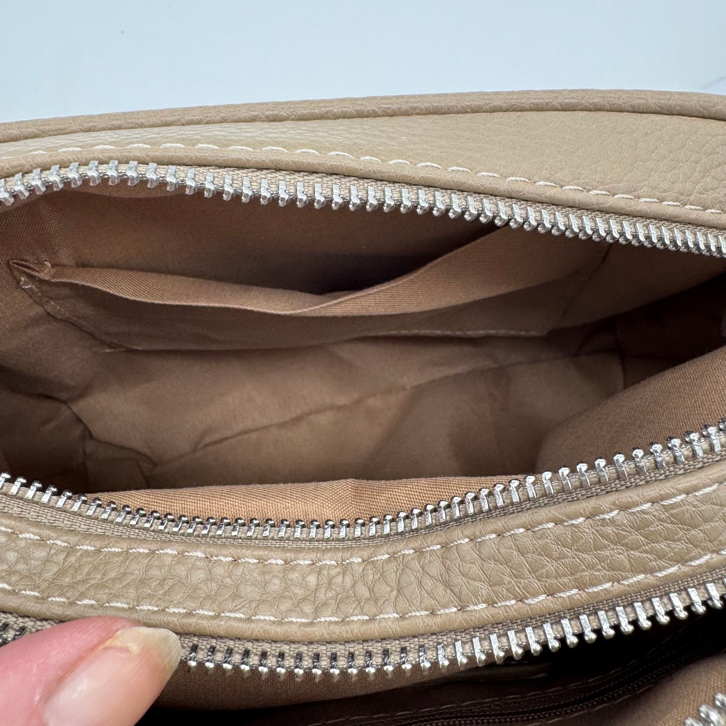Faux Leather Twin Zip Crossbody Bag
