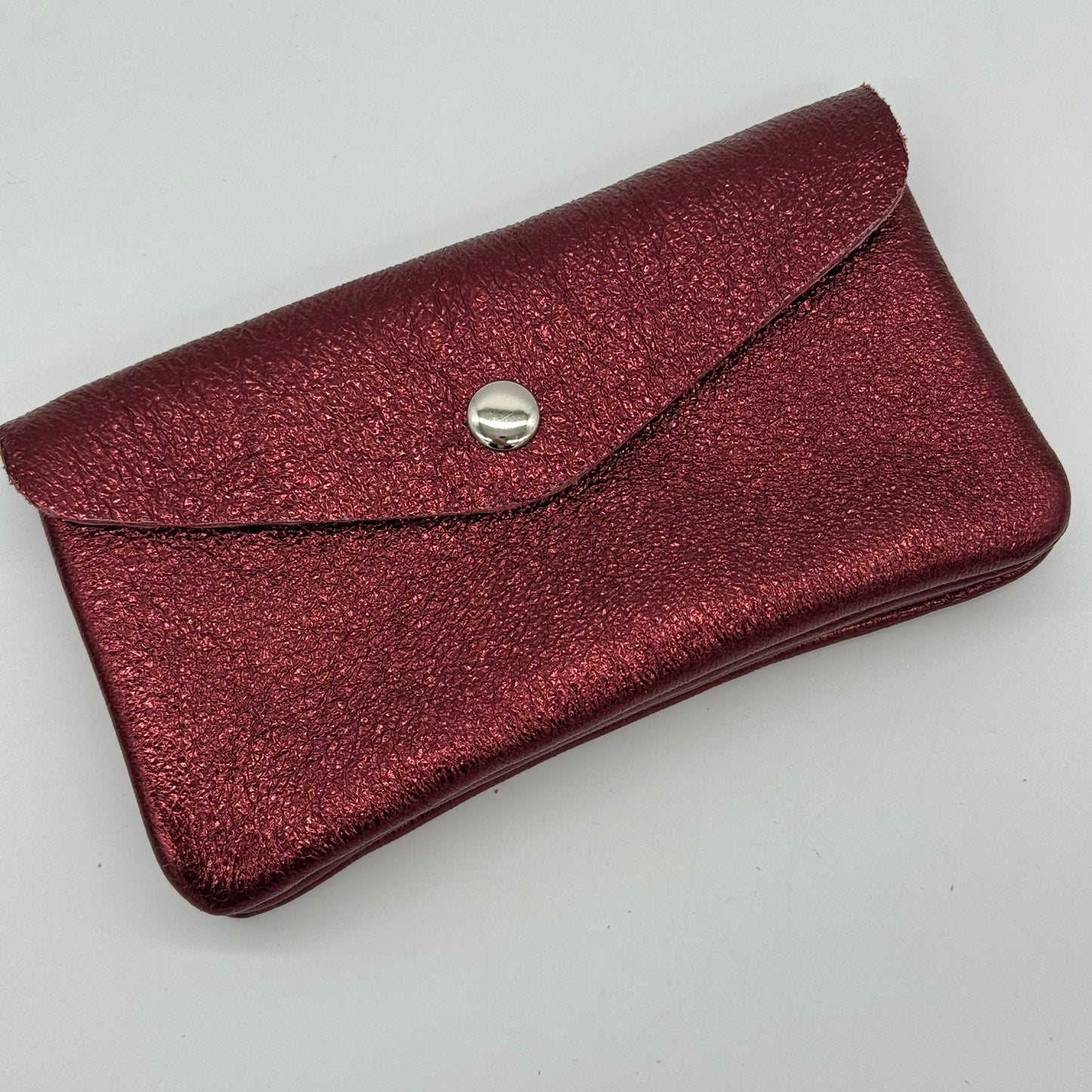 Leather Metallic Popper Purse