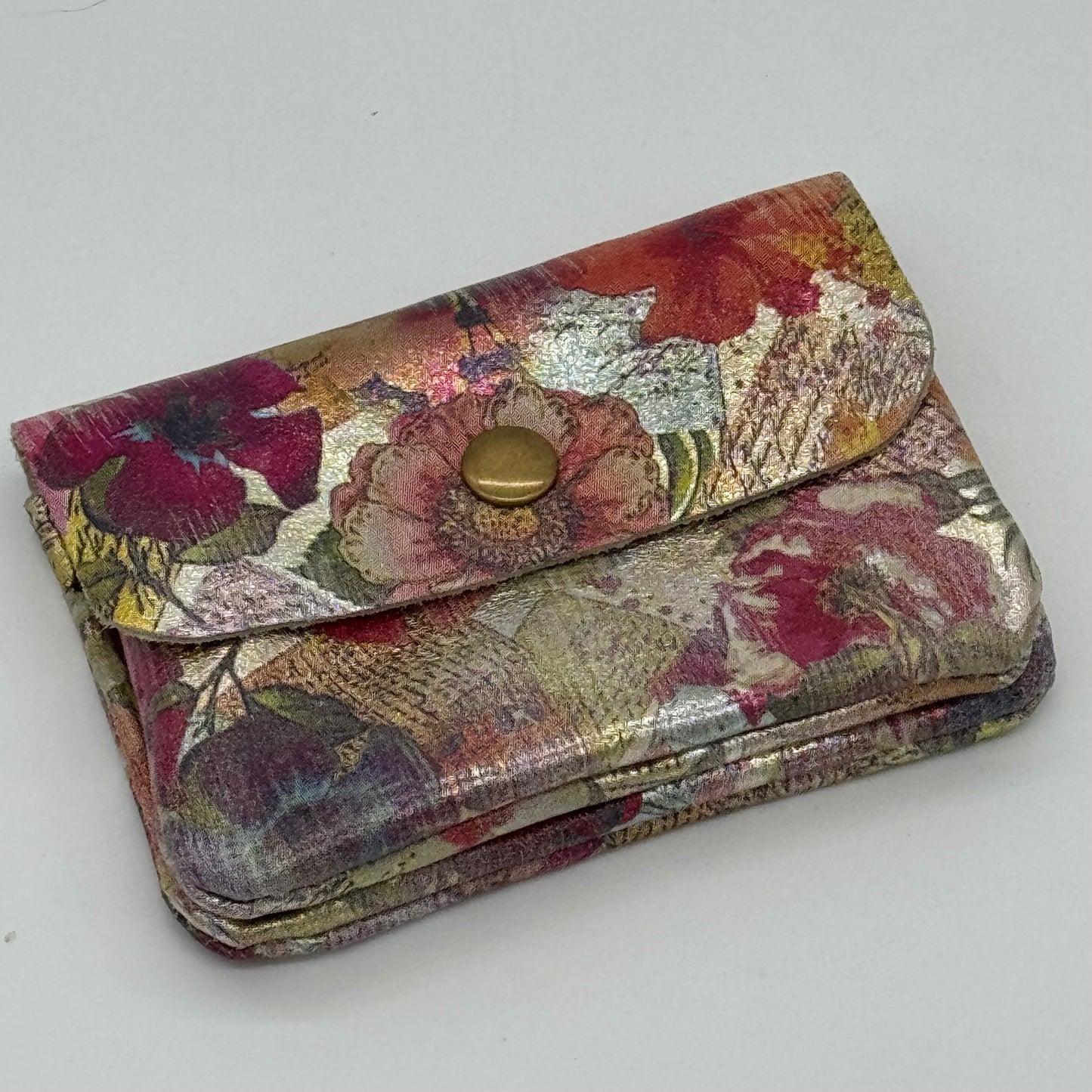 Leather Floral Mini Popper Purse