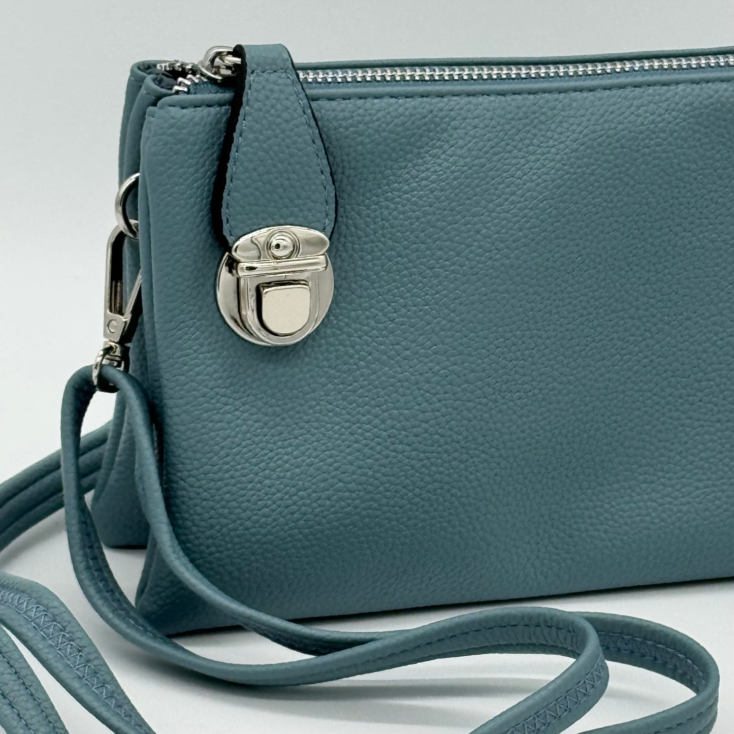 Faux Leather Clasp Crossbody Bag