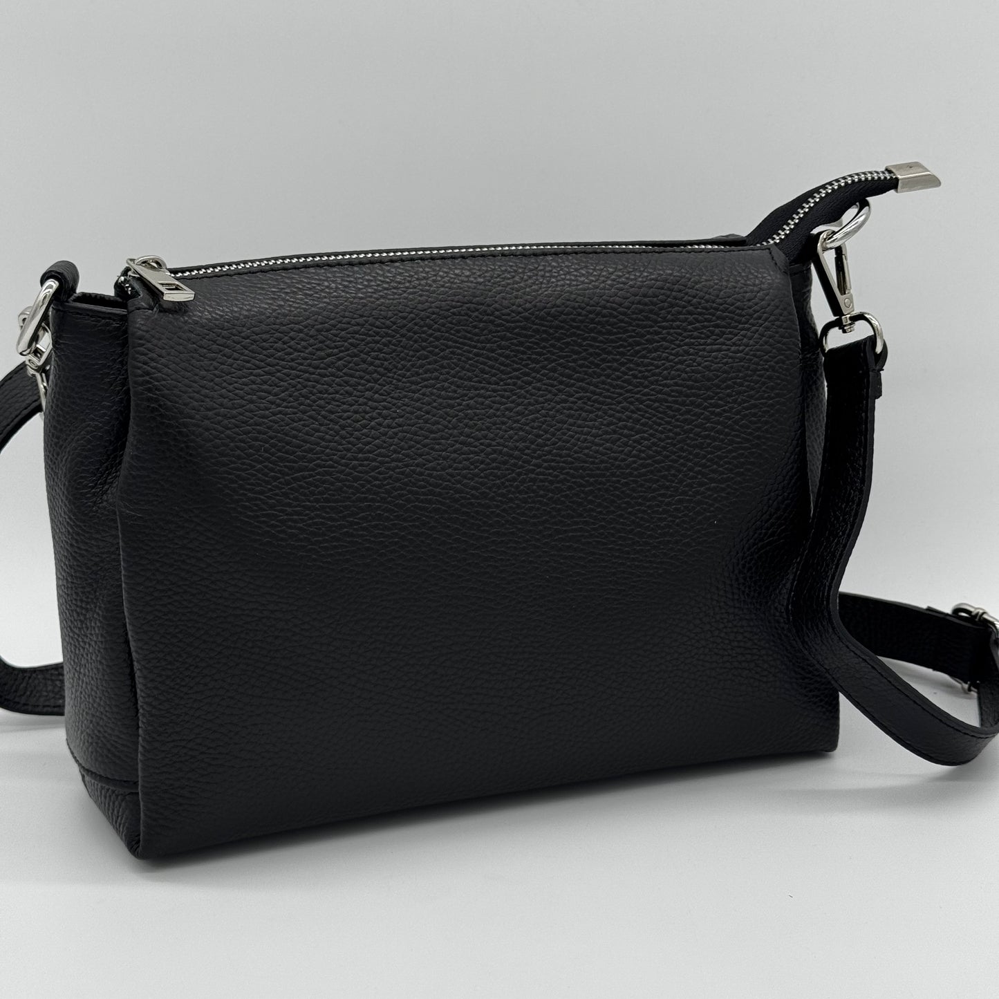 Leather Triple Compartment Crossbody Bag