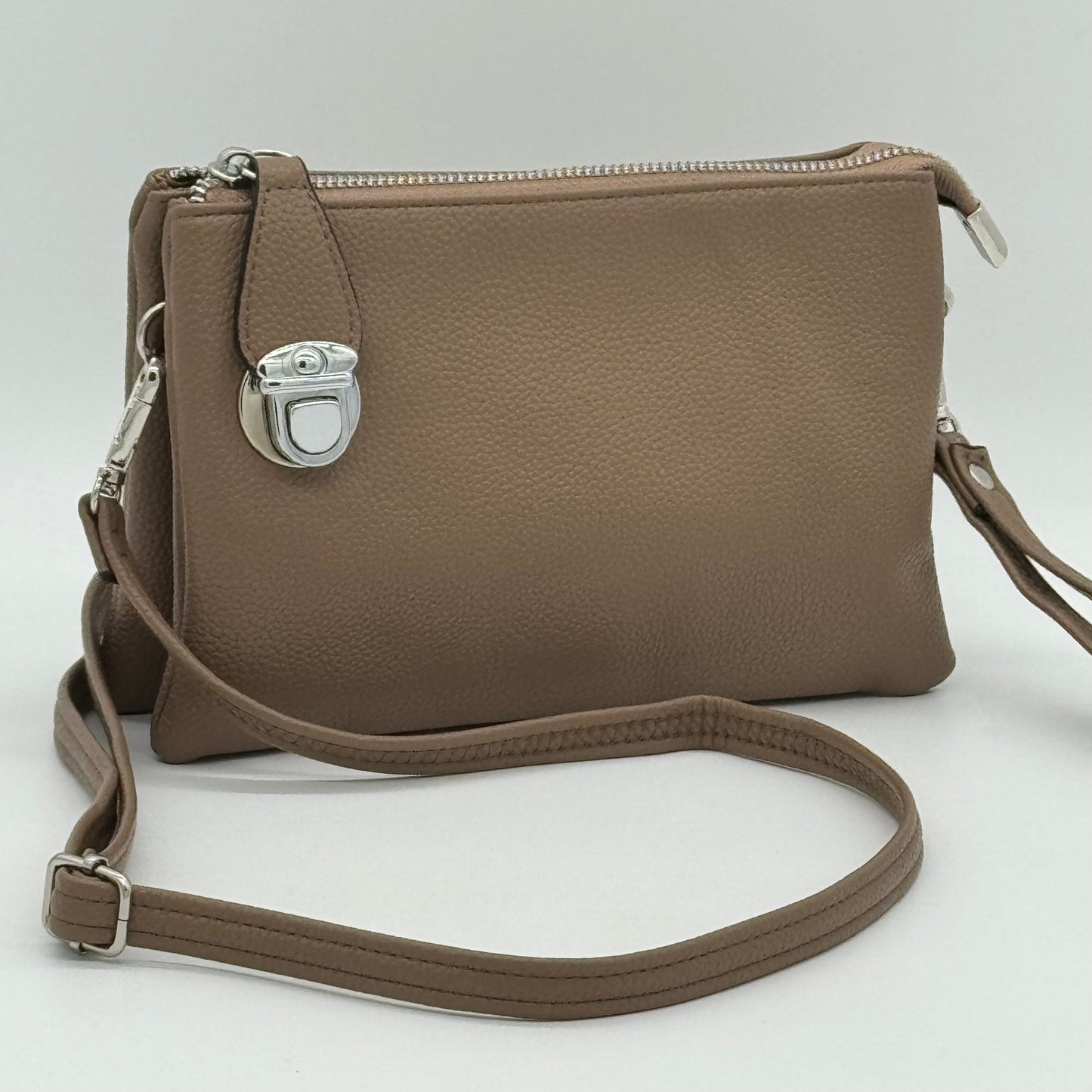 Faux Leather Clasp Crossbody Bag