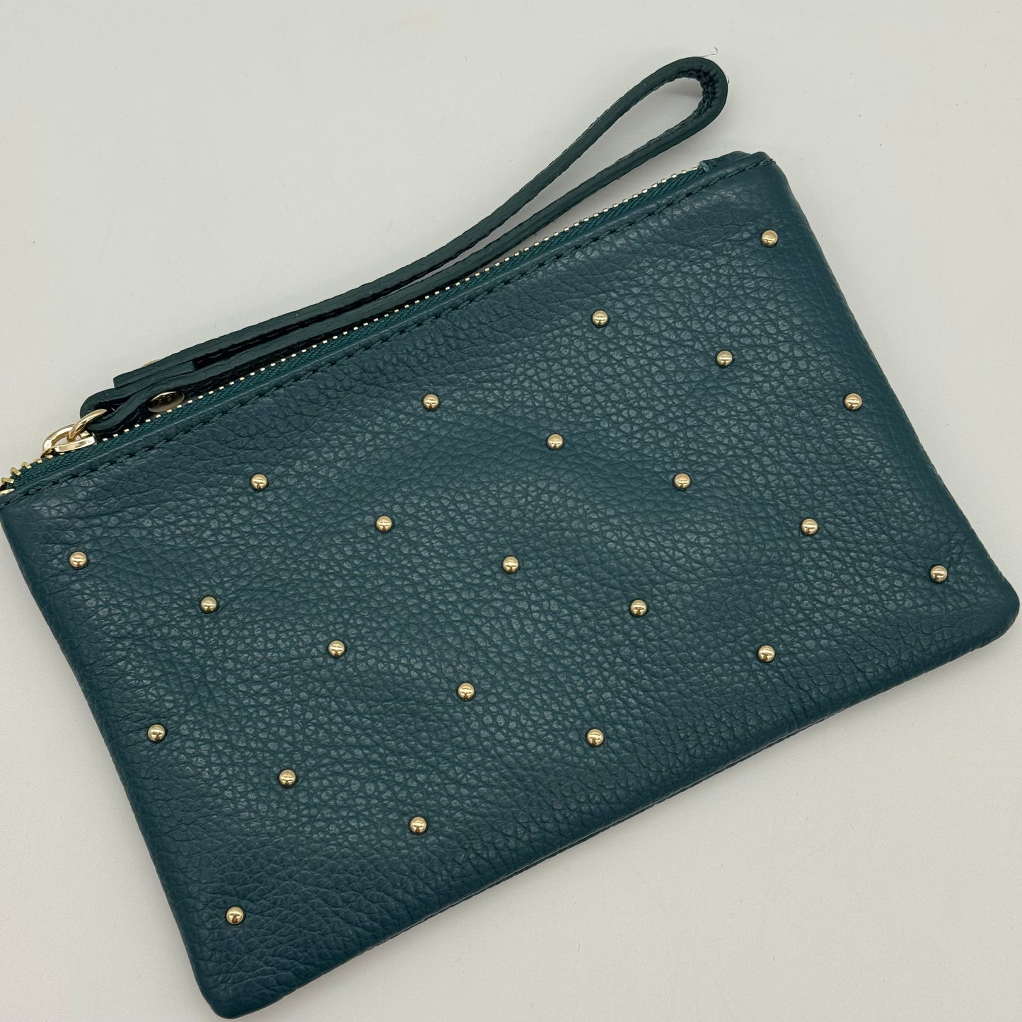 Leather Studded Wristlet Pouch