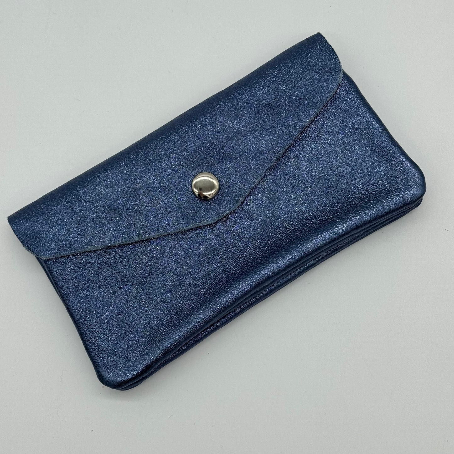 Leather Metallic Popper Purse