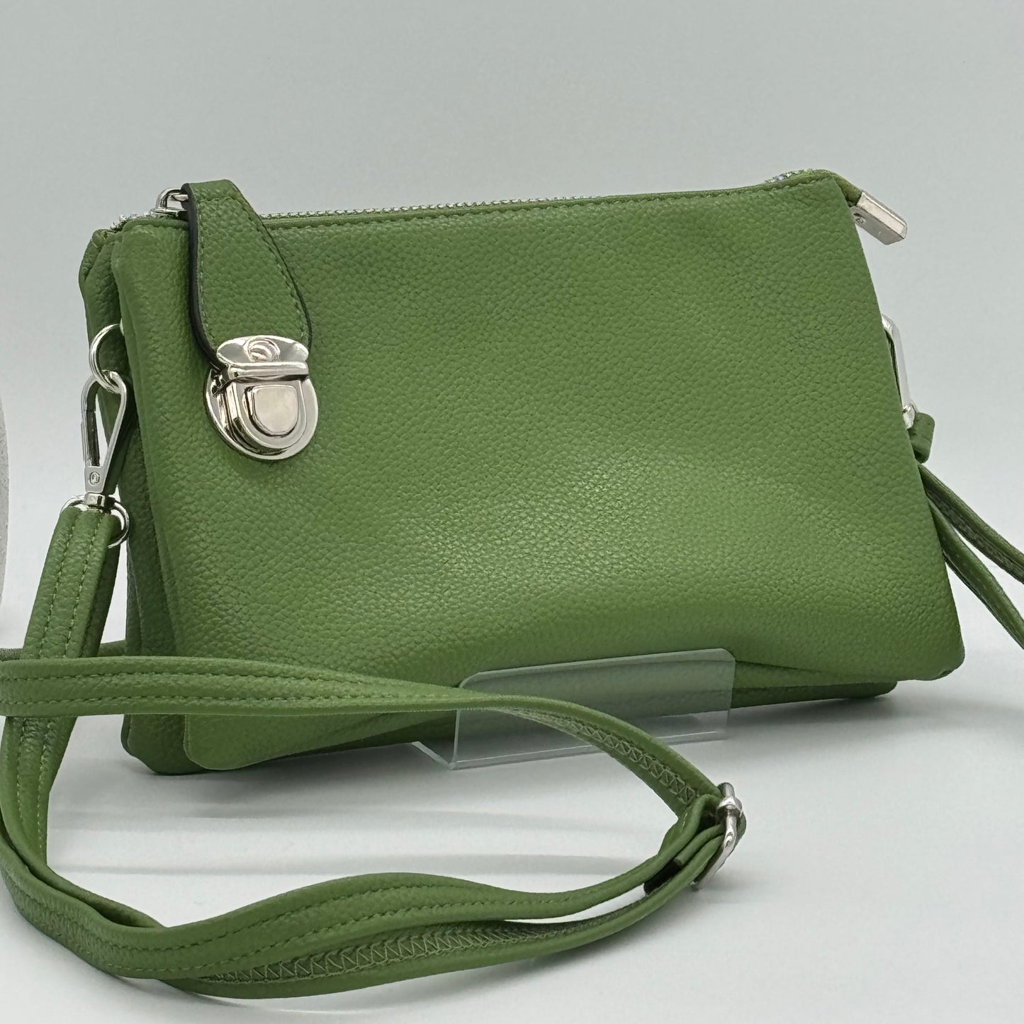 Faux Leather Clasp Crossbody Bag