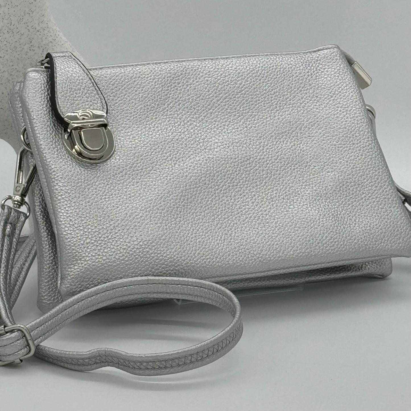 Faux Leather Clasp Crossbody Bag