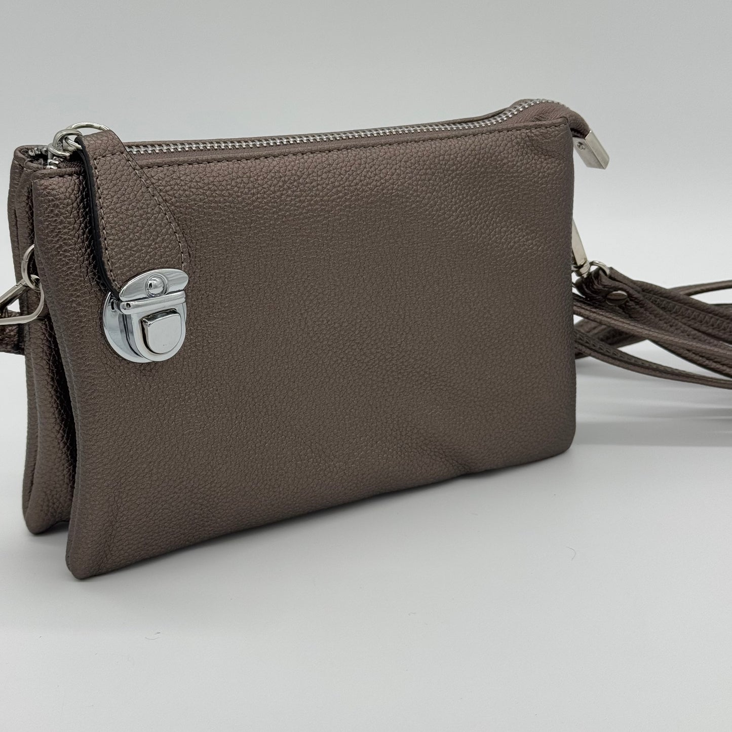 Faux Leather Clasp Crossbody Bag