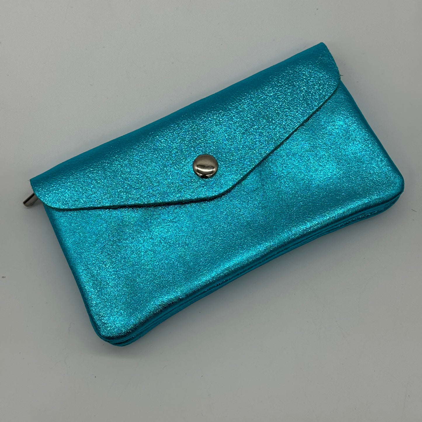Leather Metallic Popper Purse