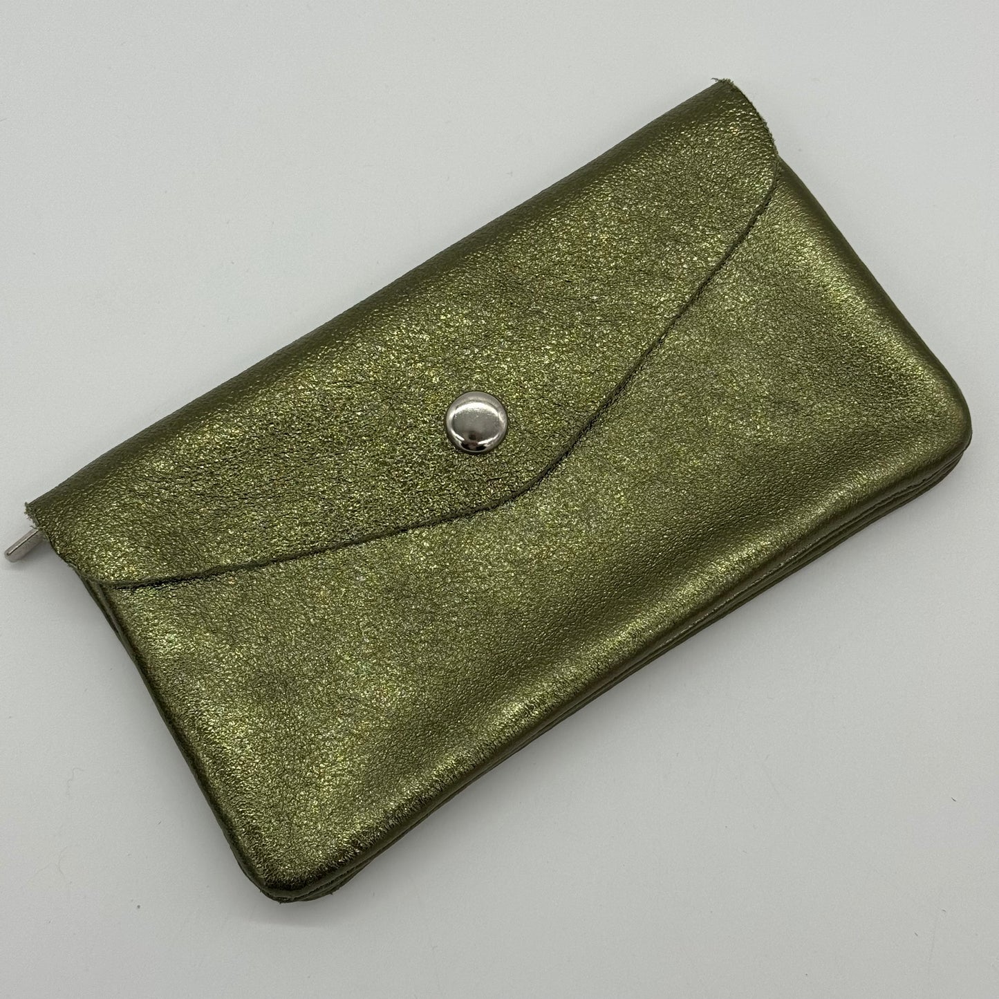 Leather Metallic Popper Purse