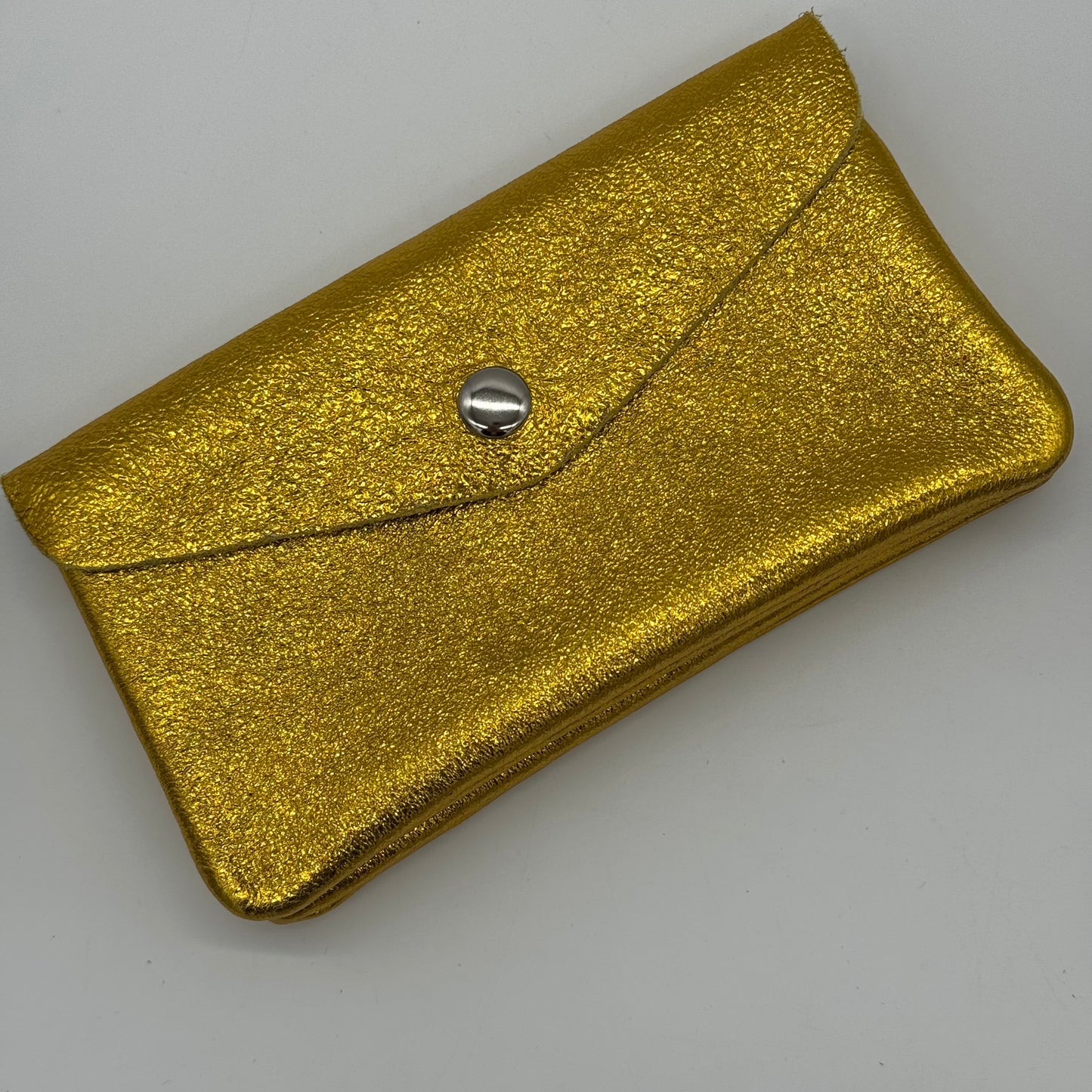 Leather Metallic Popper Purse