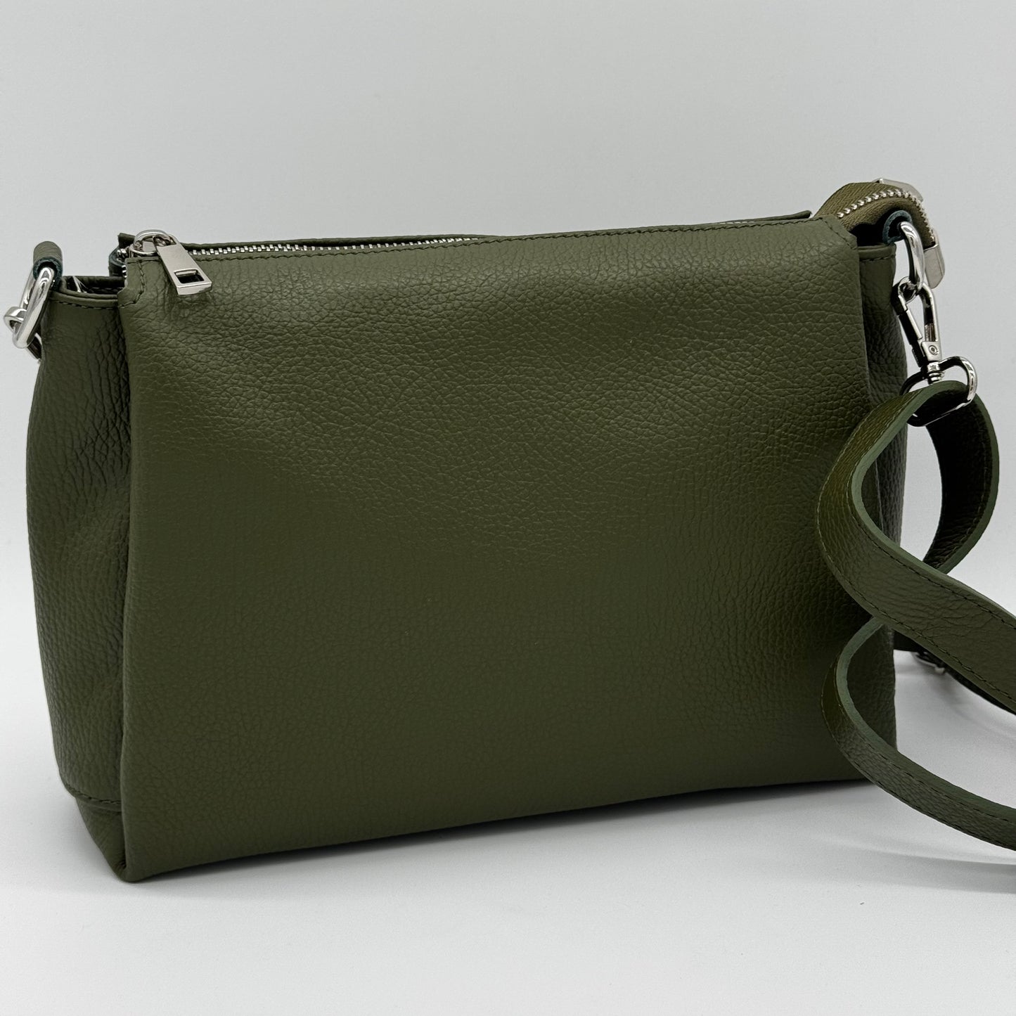 Leather Triple Compartment Crossbody Bag