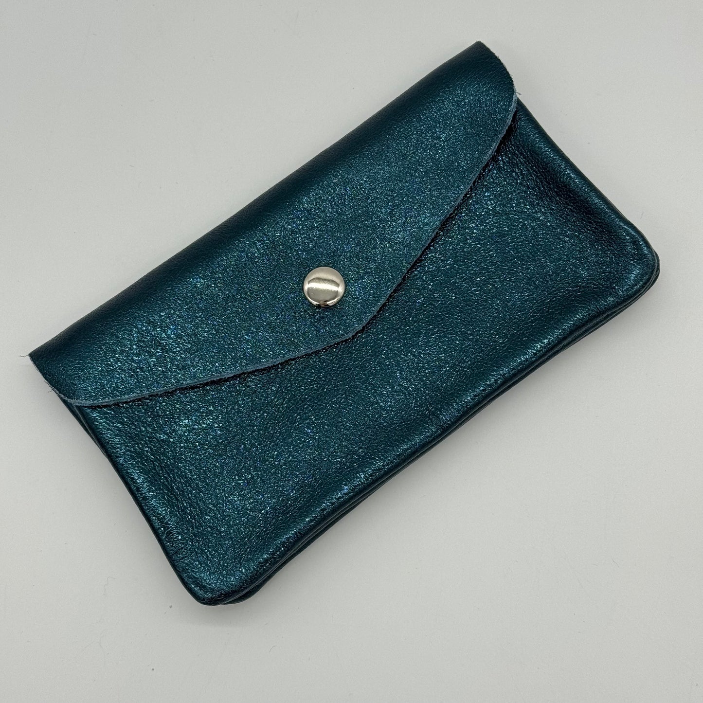 Leather Metallic Popper Purse