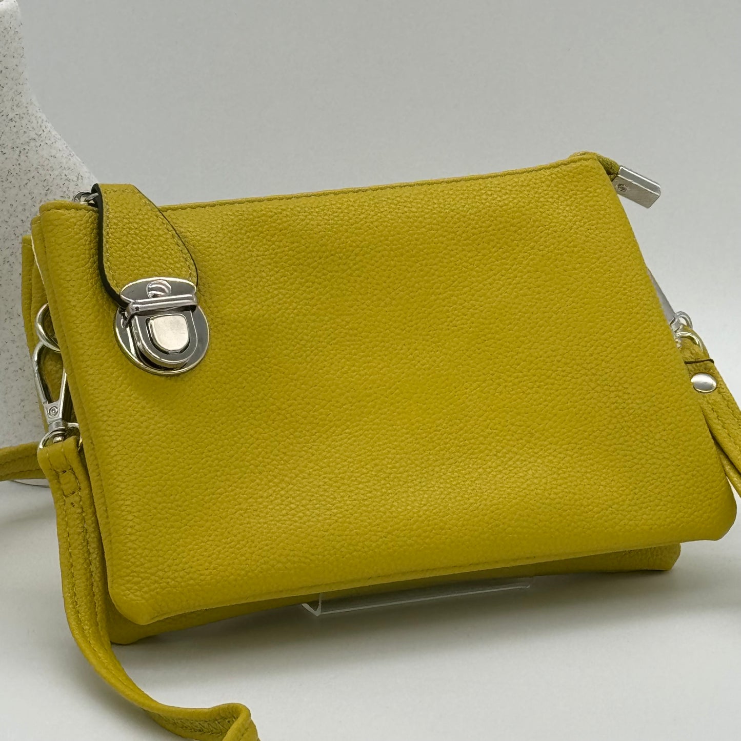 Faux Leather Clasp Crossbody Bag