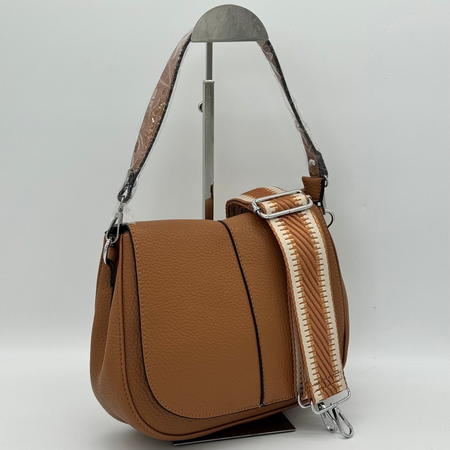 Faux Leather Crossbody Saddle Bag