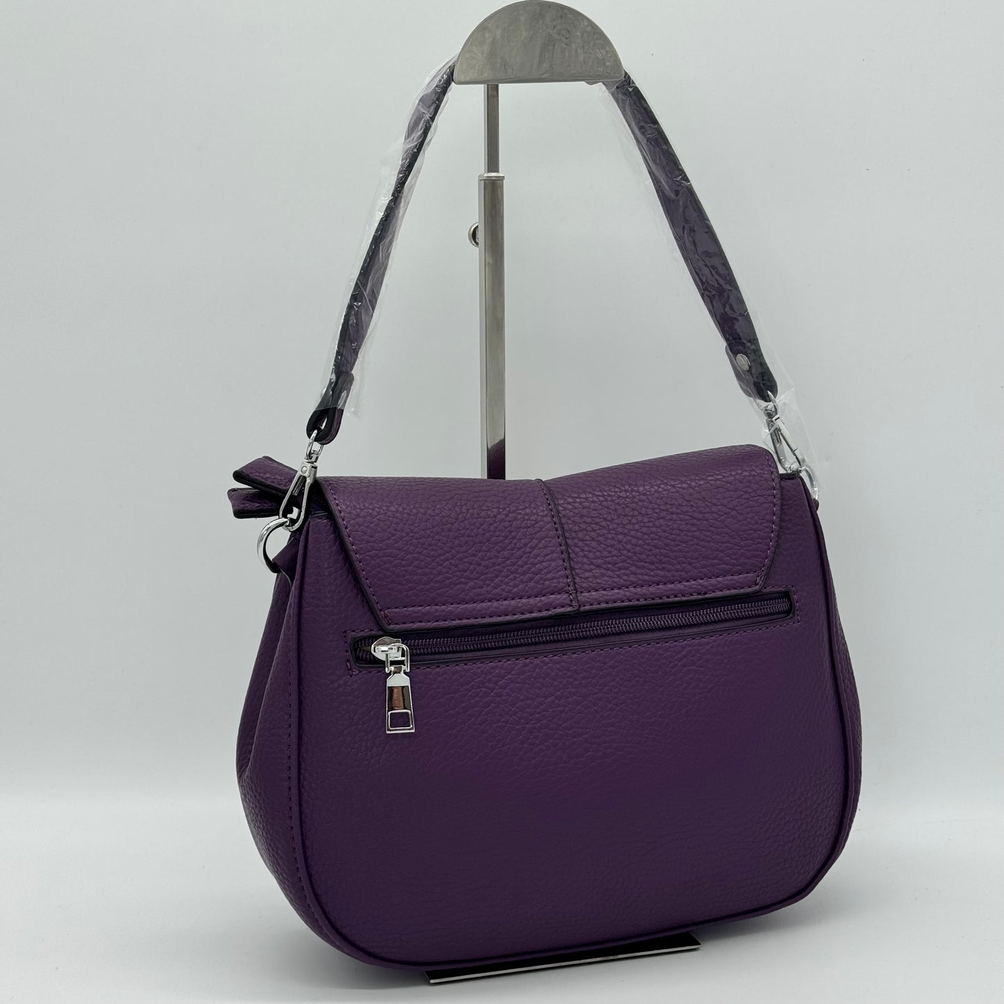 Faux Leather Crossbody Saddle Bag