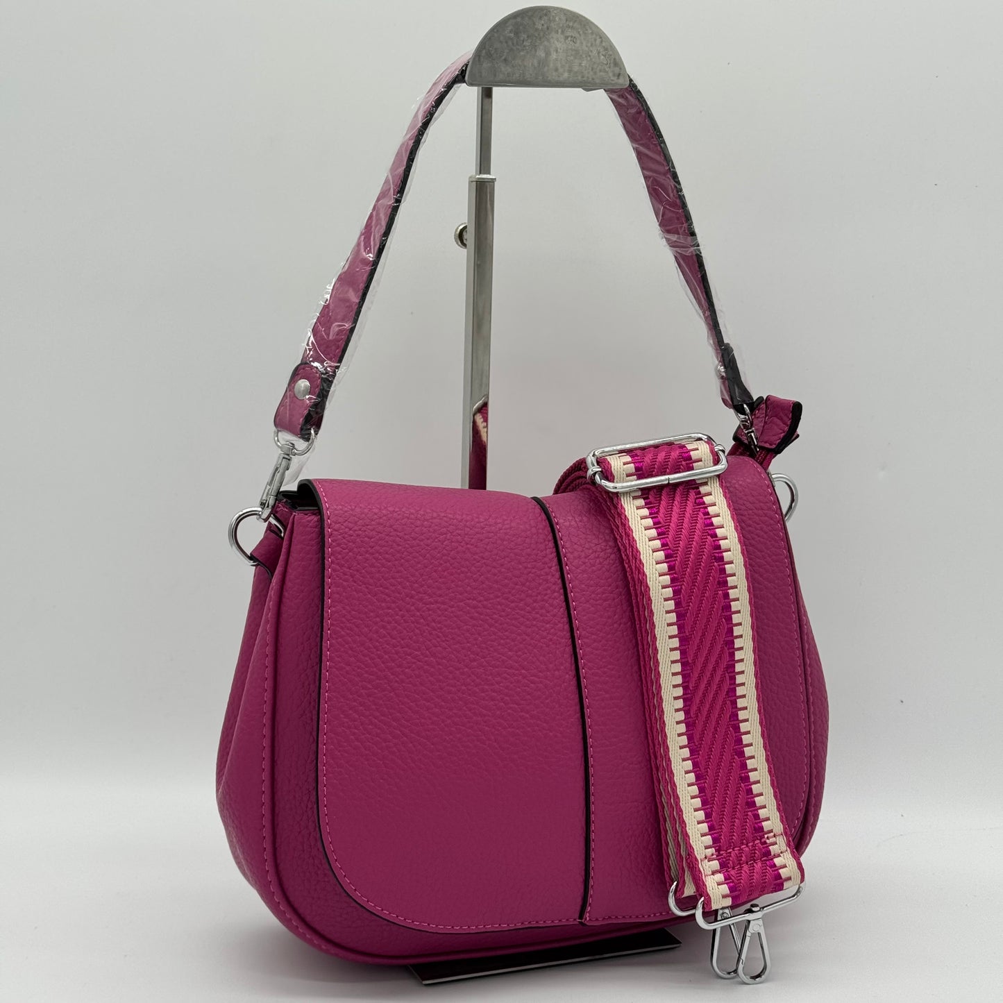 Faux Leather Crossbody Saddle Bag