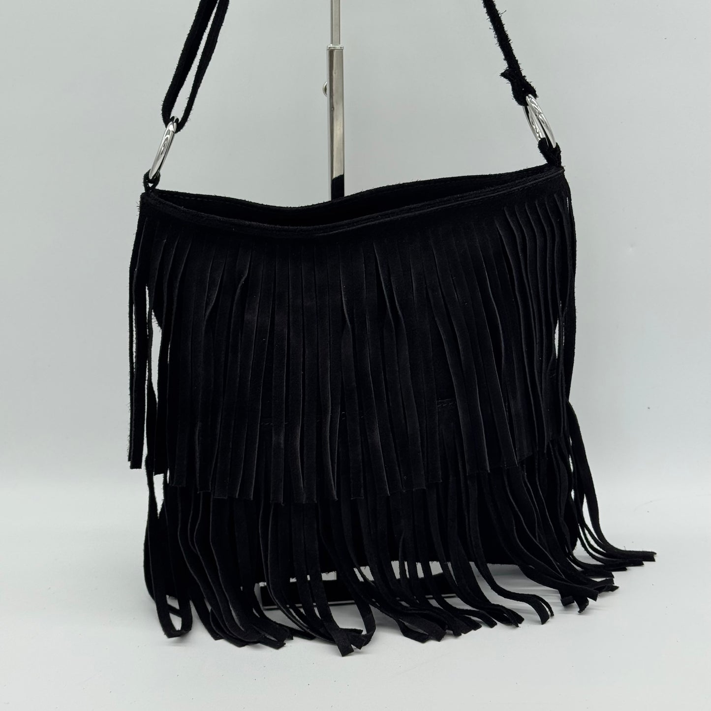 Suede Fringing Messenger Style Crossbody Bag