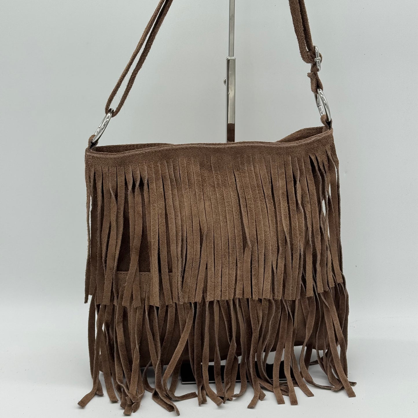 Suede Fringing Messenger Style Crossbody Bag