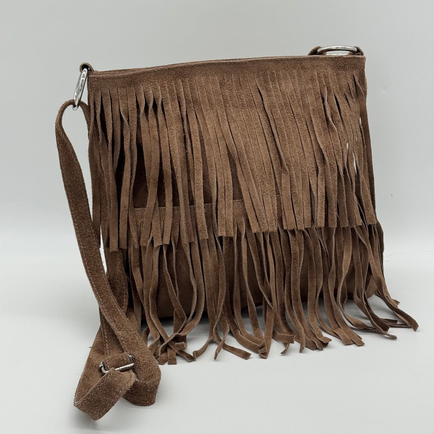 Suede Fringing Messenger Style Crossbody Bag