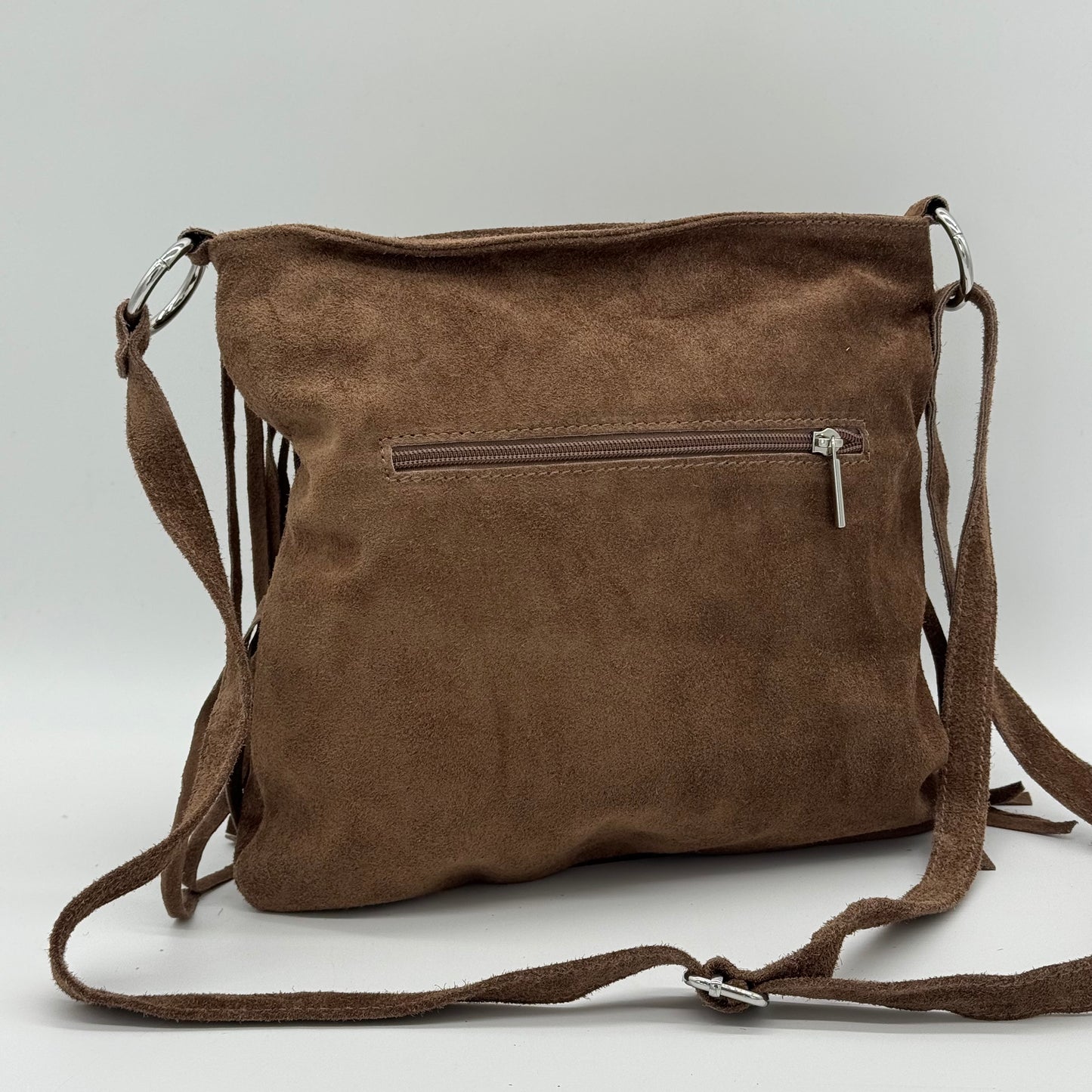 Suede Fringing Messenger Style Crossbody Bag
