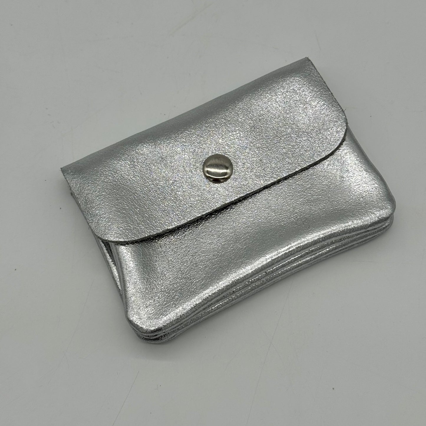 Leather Metallic Mini Popper Purse