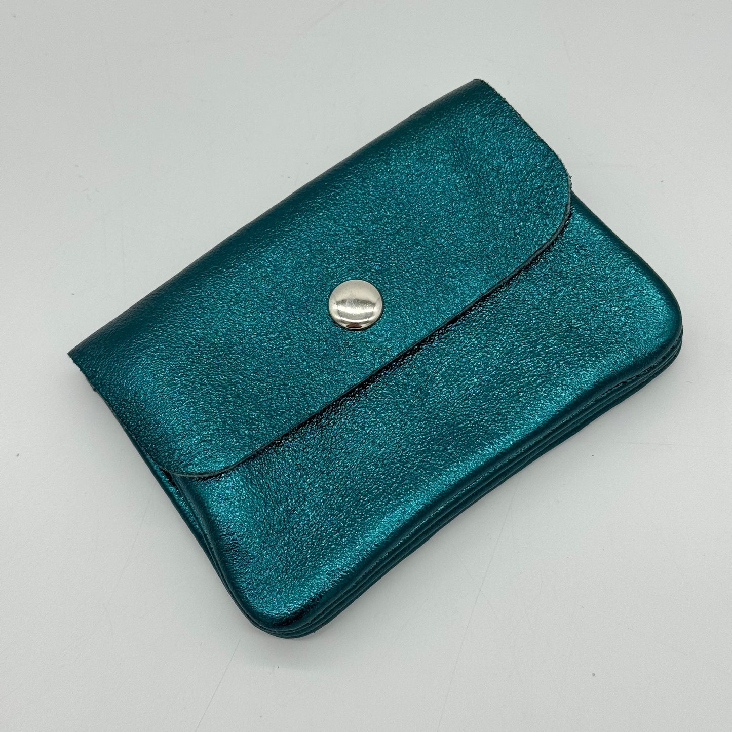 Leather Metallic Mini Popper Purse