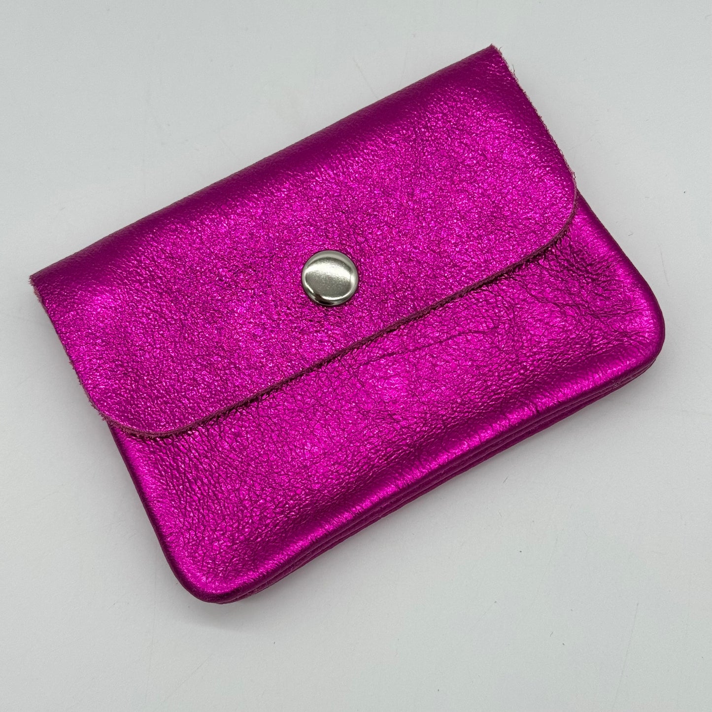 Leather Metallic Mini Popper Purse