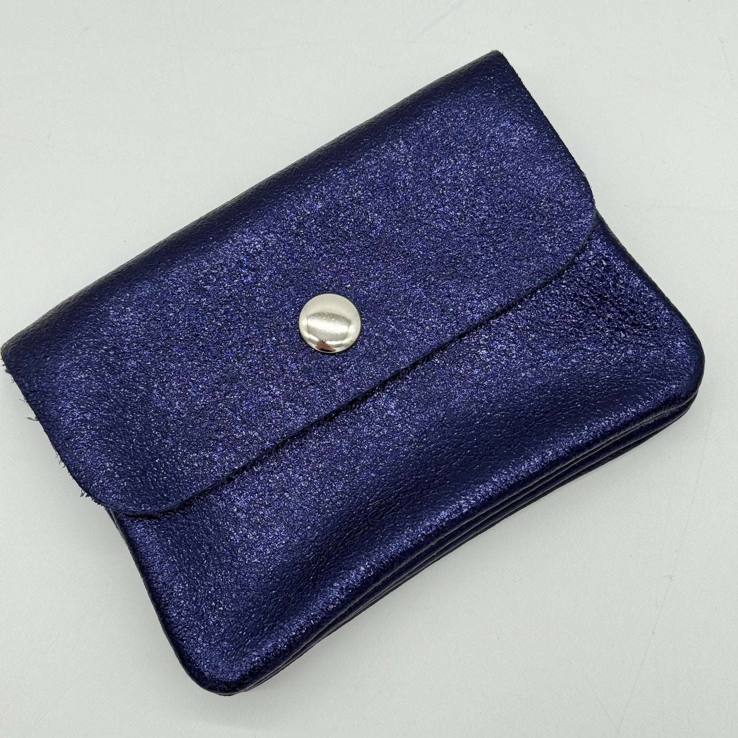 Leather Metallic Mini Popper Purse