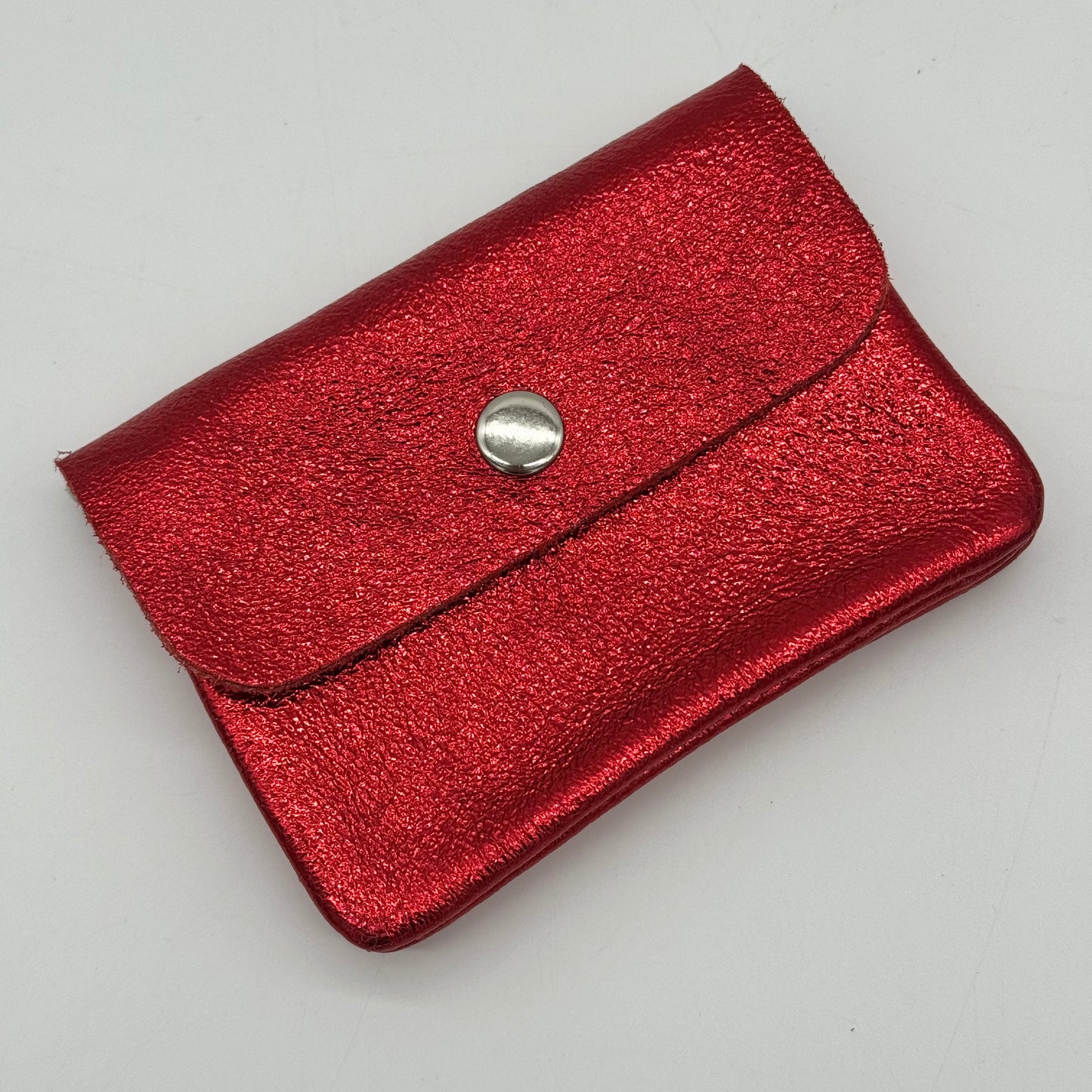 Leather Metallic Mini Popper Purse