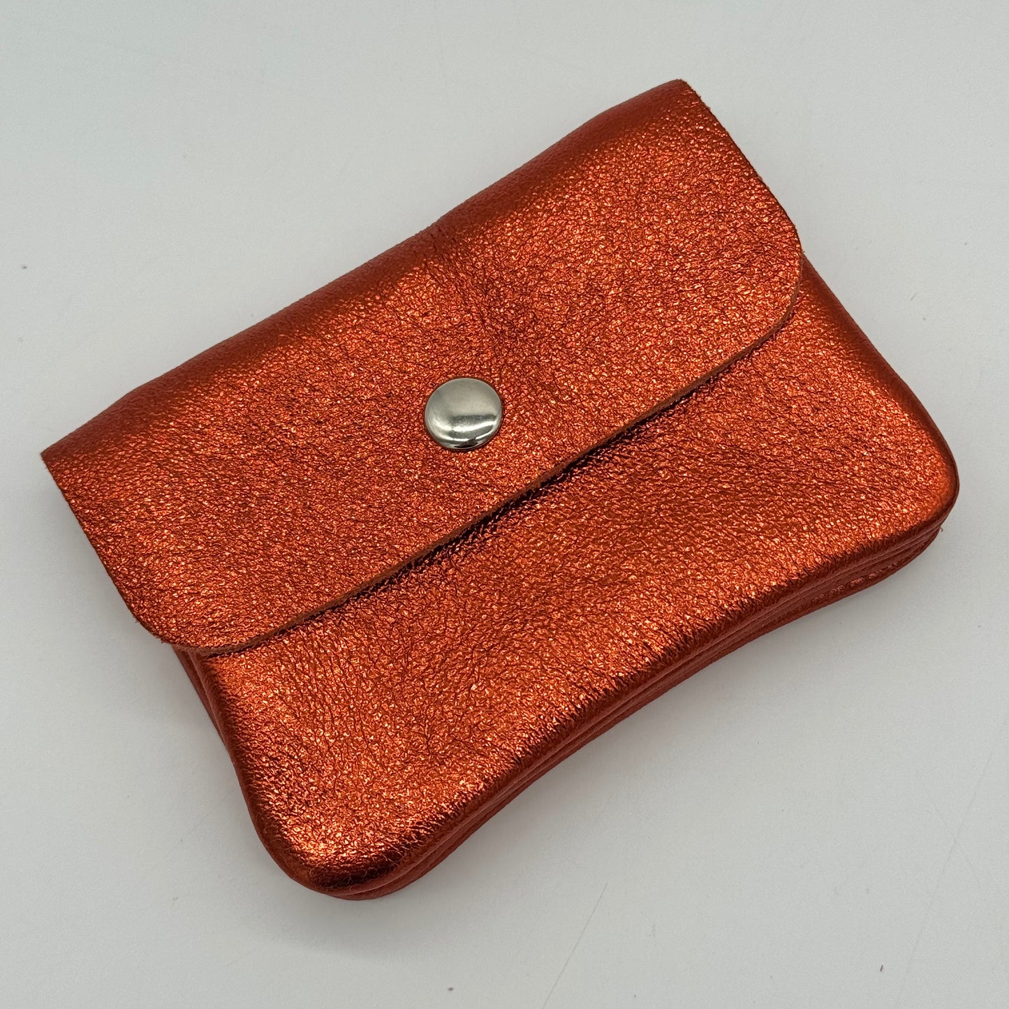 Leather Metallic Mini Popper Purse