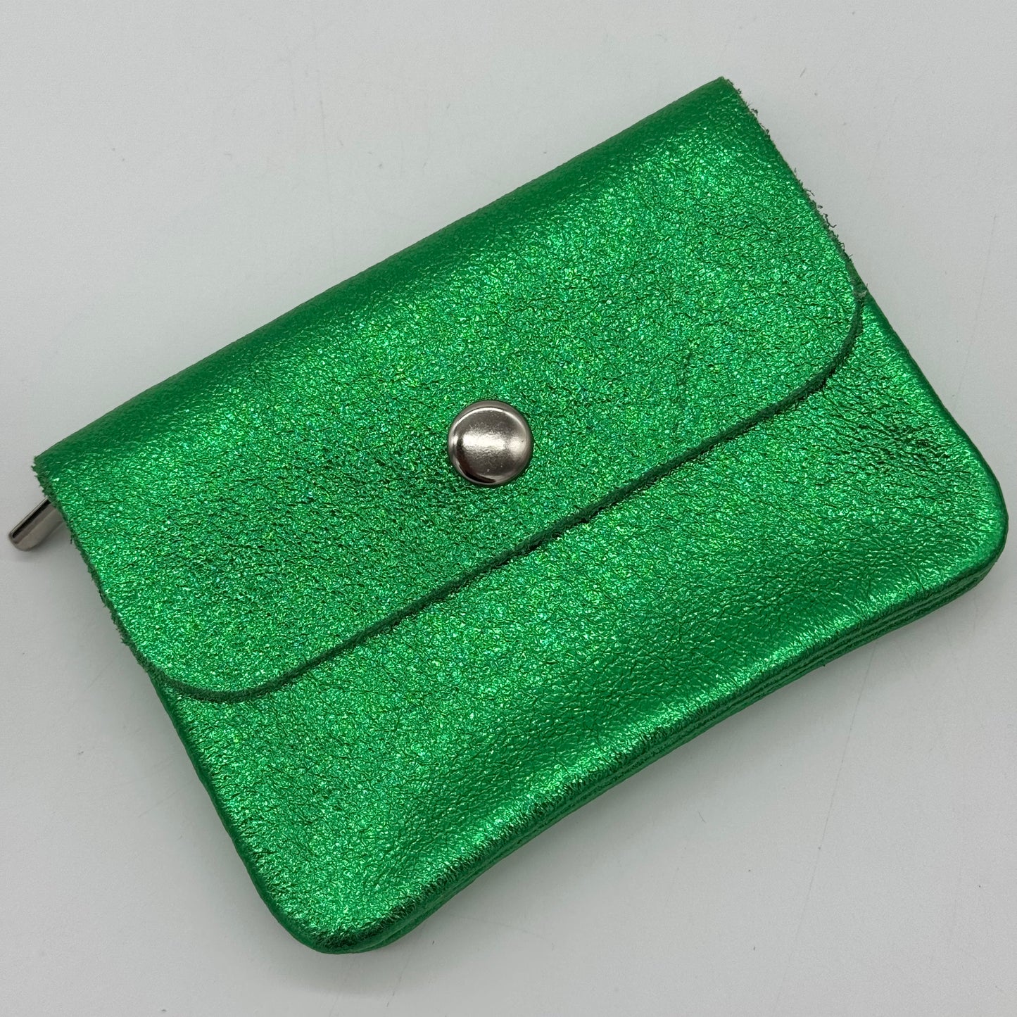 Leather Metallic Mini Popper Purse