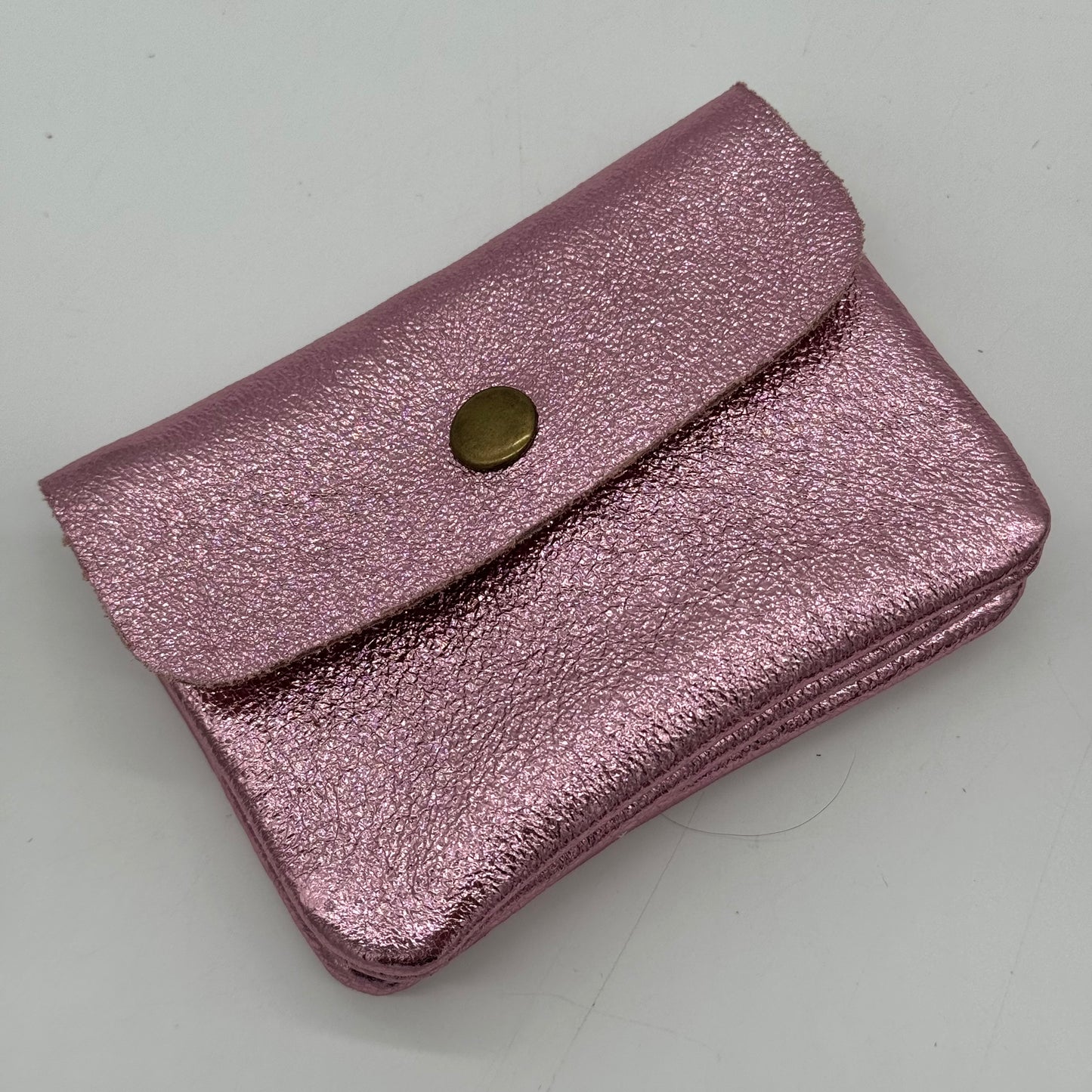 Leather Metallic Mini Popper Purse
