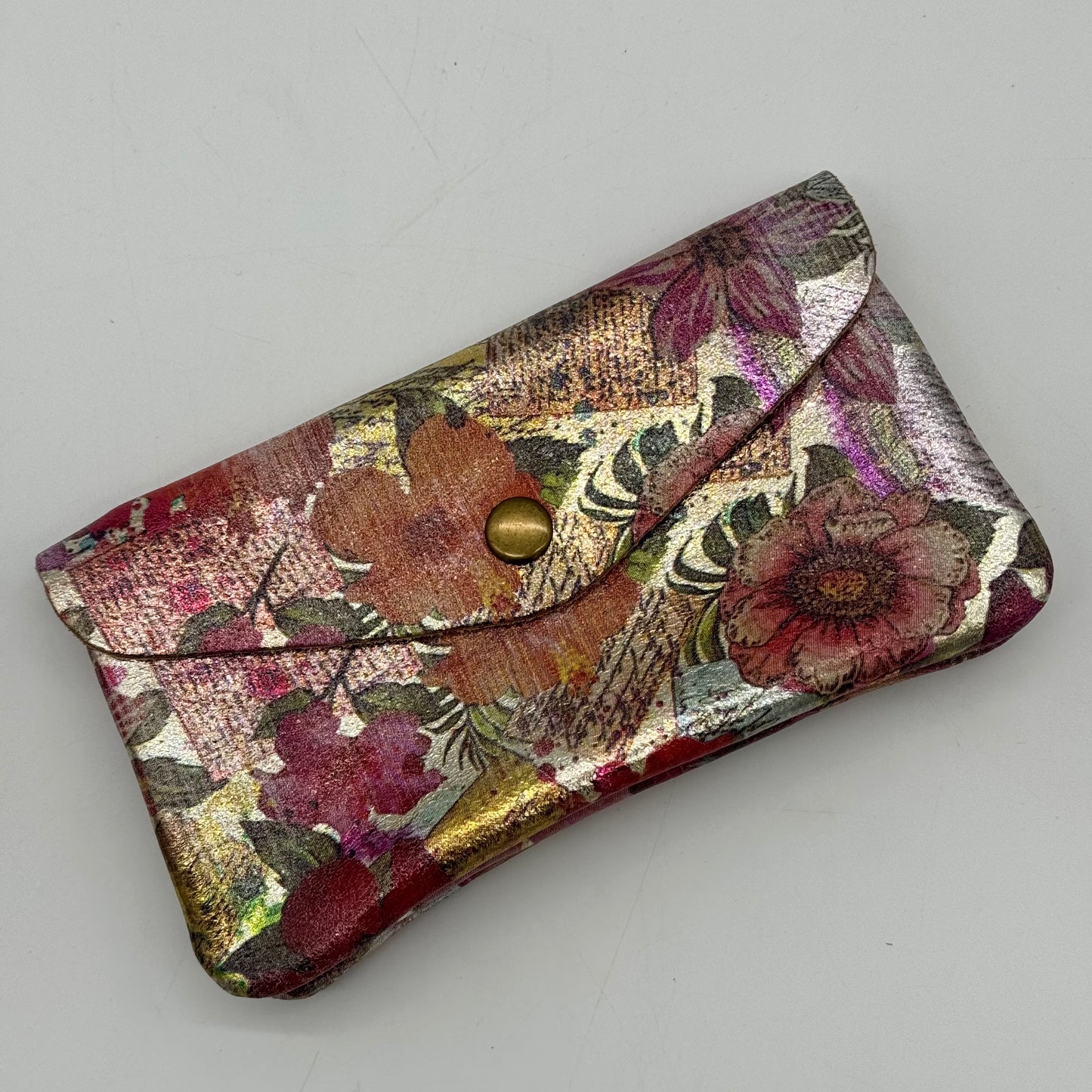 Leather Floral Popper Purse