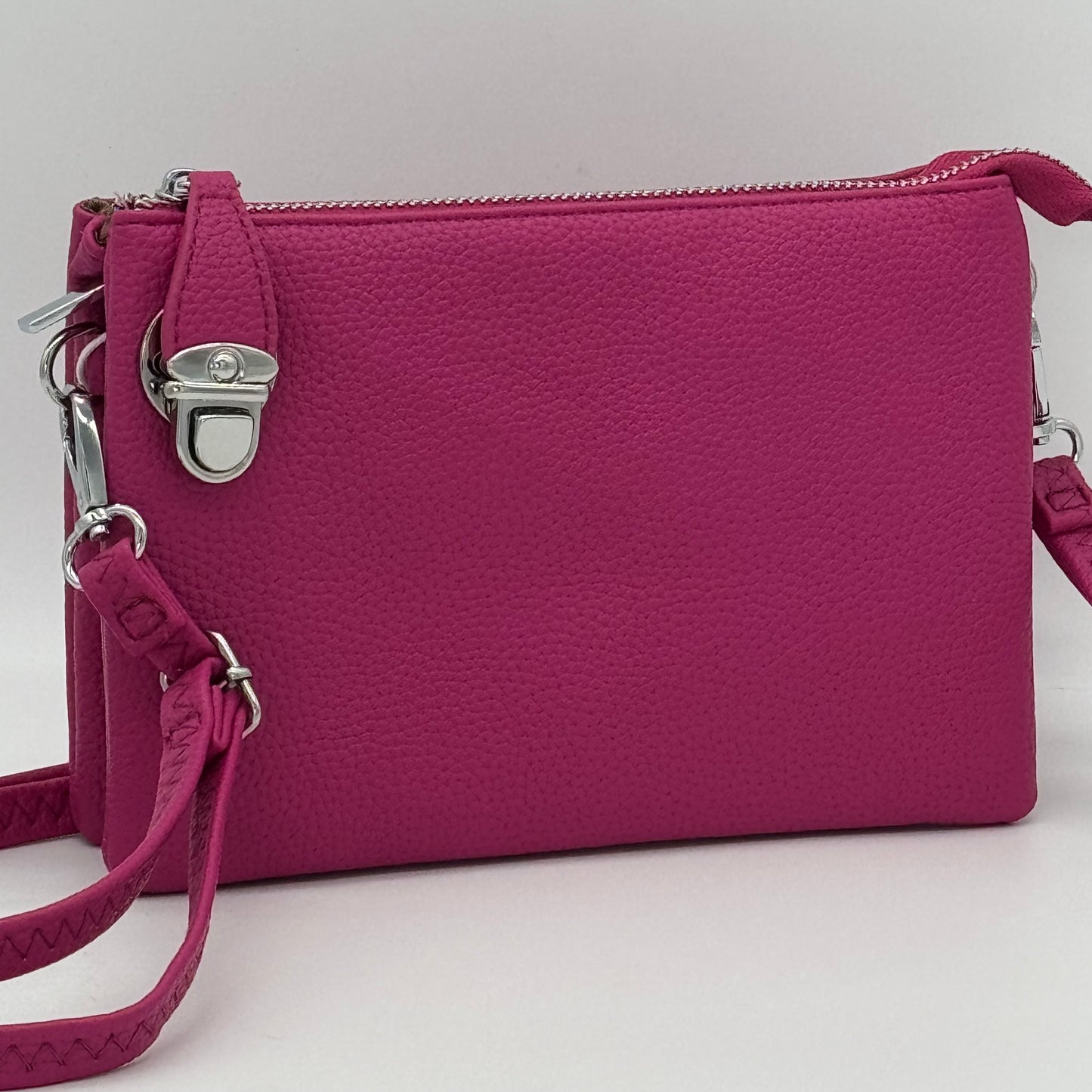 Faux Leather Clasp Crossbody Bag