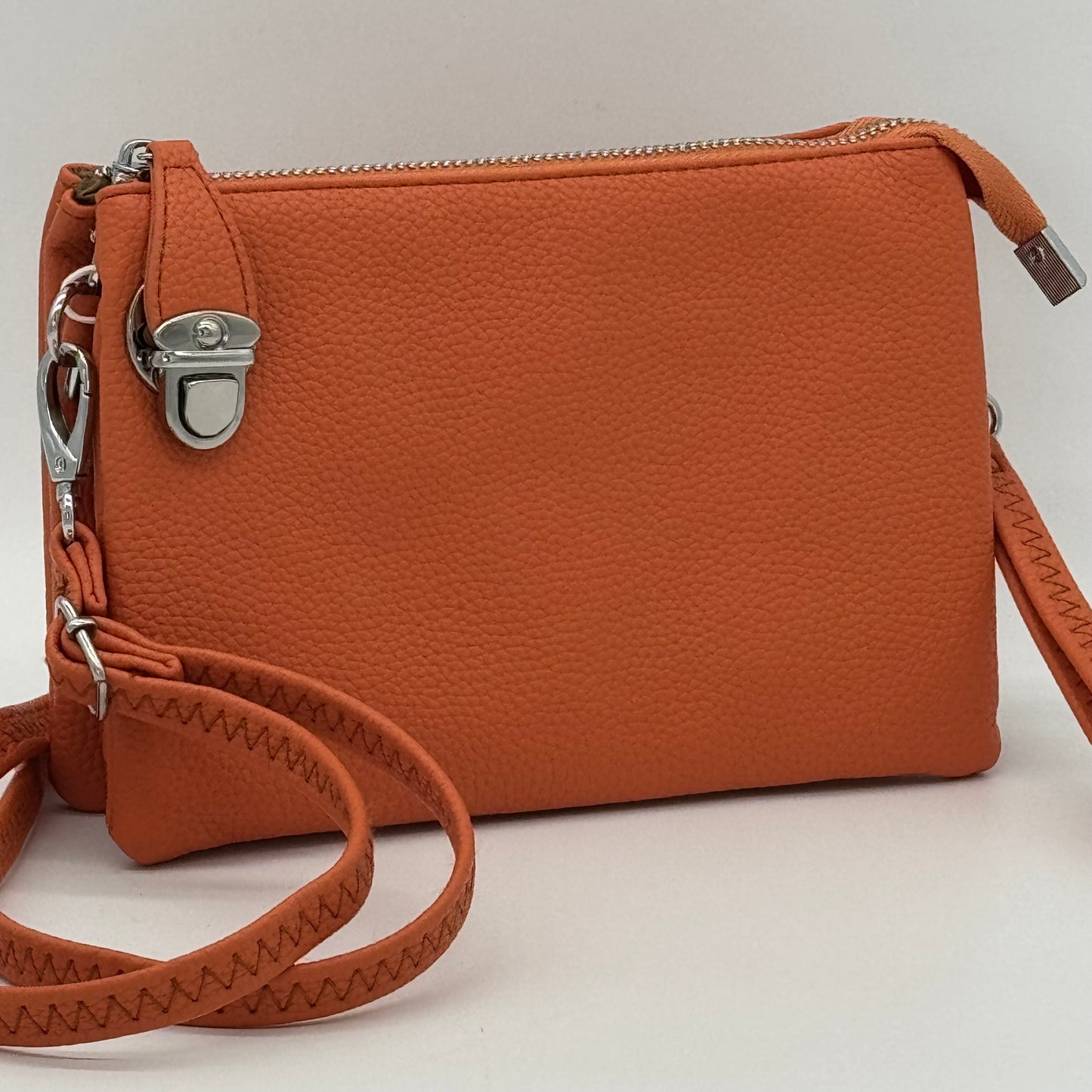Faux Leather Clasp Crossbody Bag
